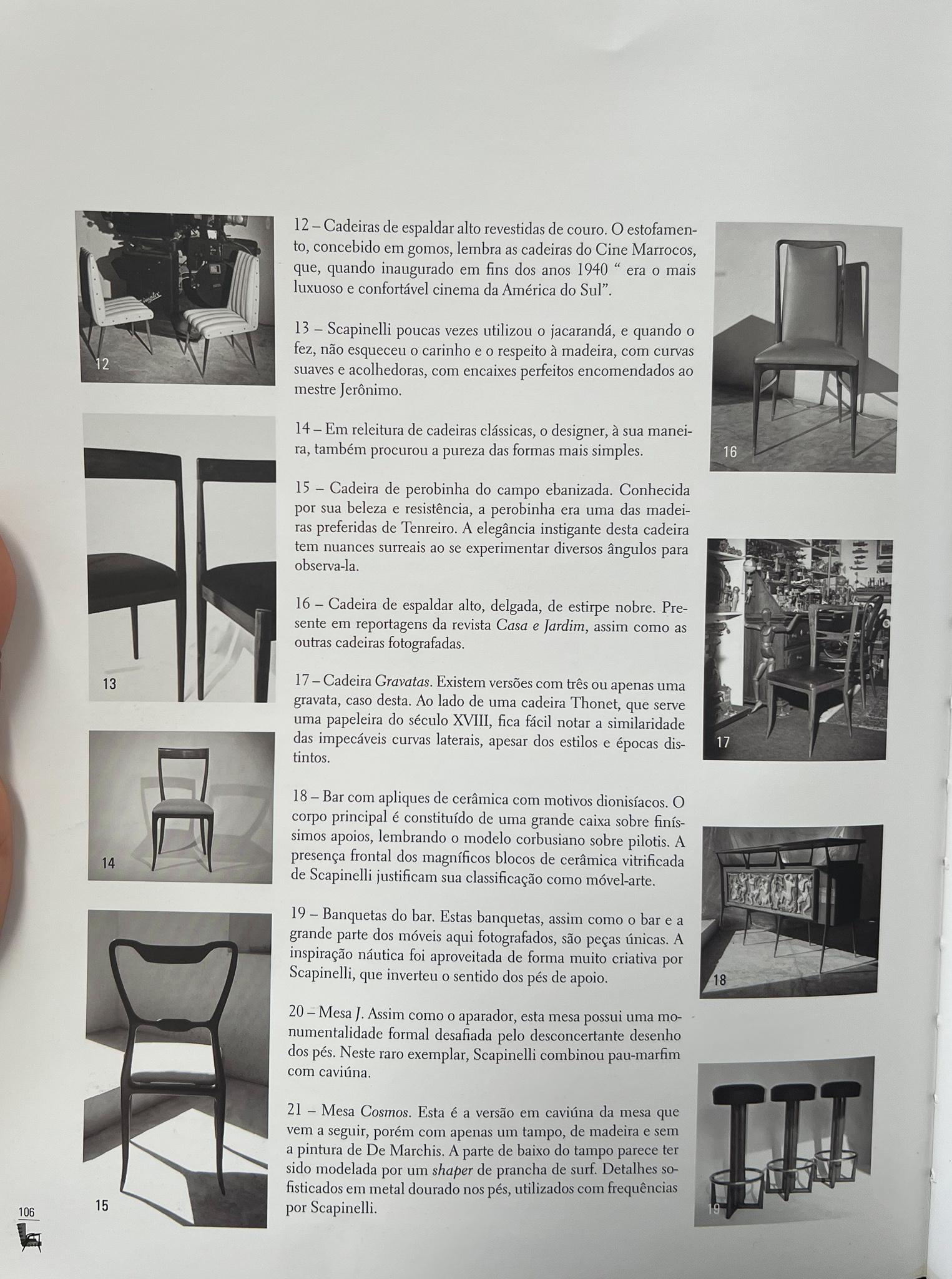 Set di 6 sedie da pranzo in legno duro e tessuto di Giuseppe Scapinelli, 1950 ca. in vendita 10