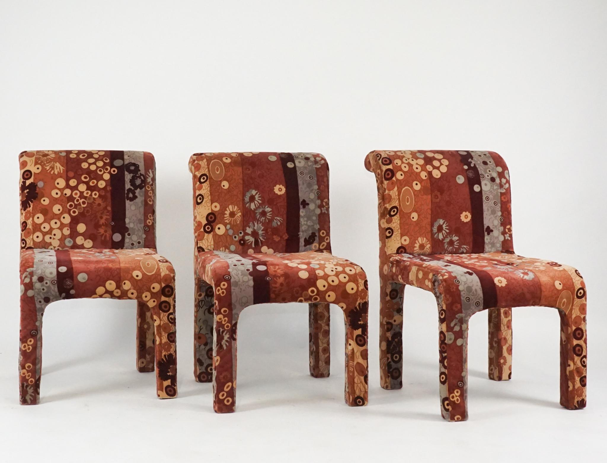 Mid-Century Modern Set of 6 Dining Chairs in Jack Lenor Larsen Upholstery Fabric Midcentury Modern