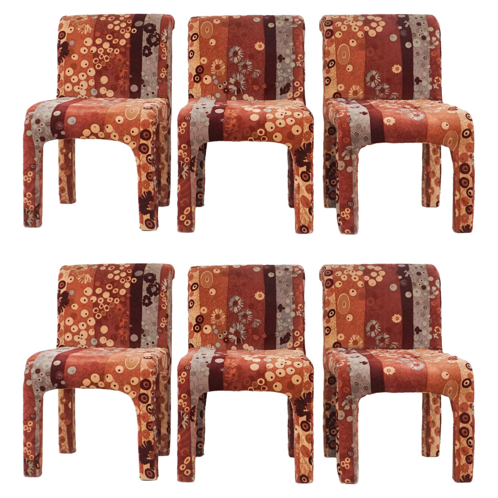 Set of 6 Dining Chairs in Jack Lenor Larsen Upholstery Fabric Midcentury Modern