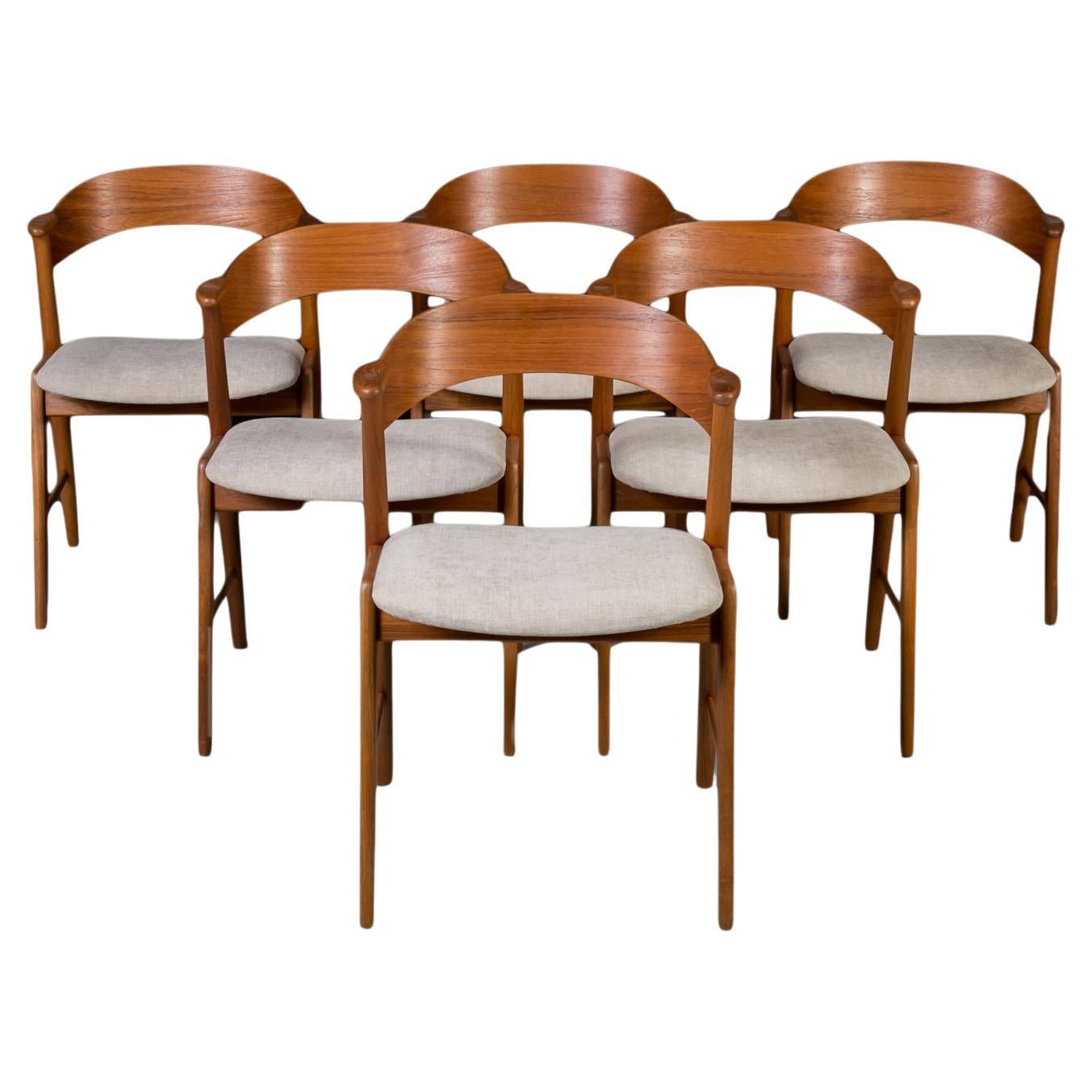 Set of 6 Dining Chairs in Kai Kristiansen Manner, 1960s, Korup, Fully Restored