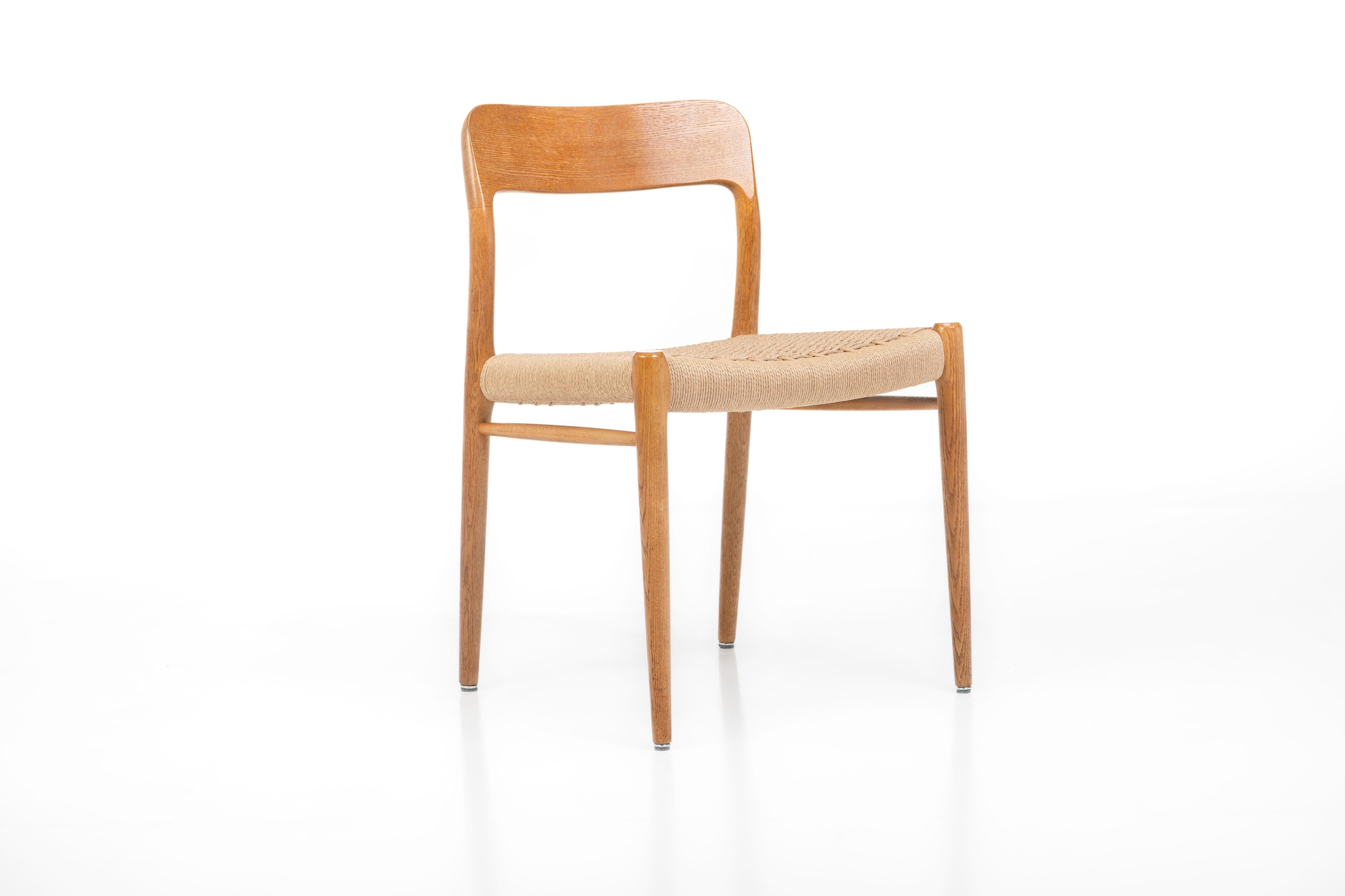 Set of 6 Dining Chairs in Oak and Papercord by Niels Otto Møller for J.L. Møller 4