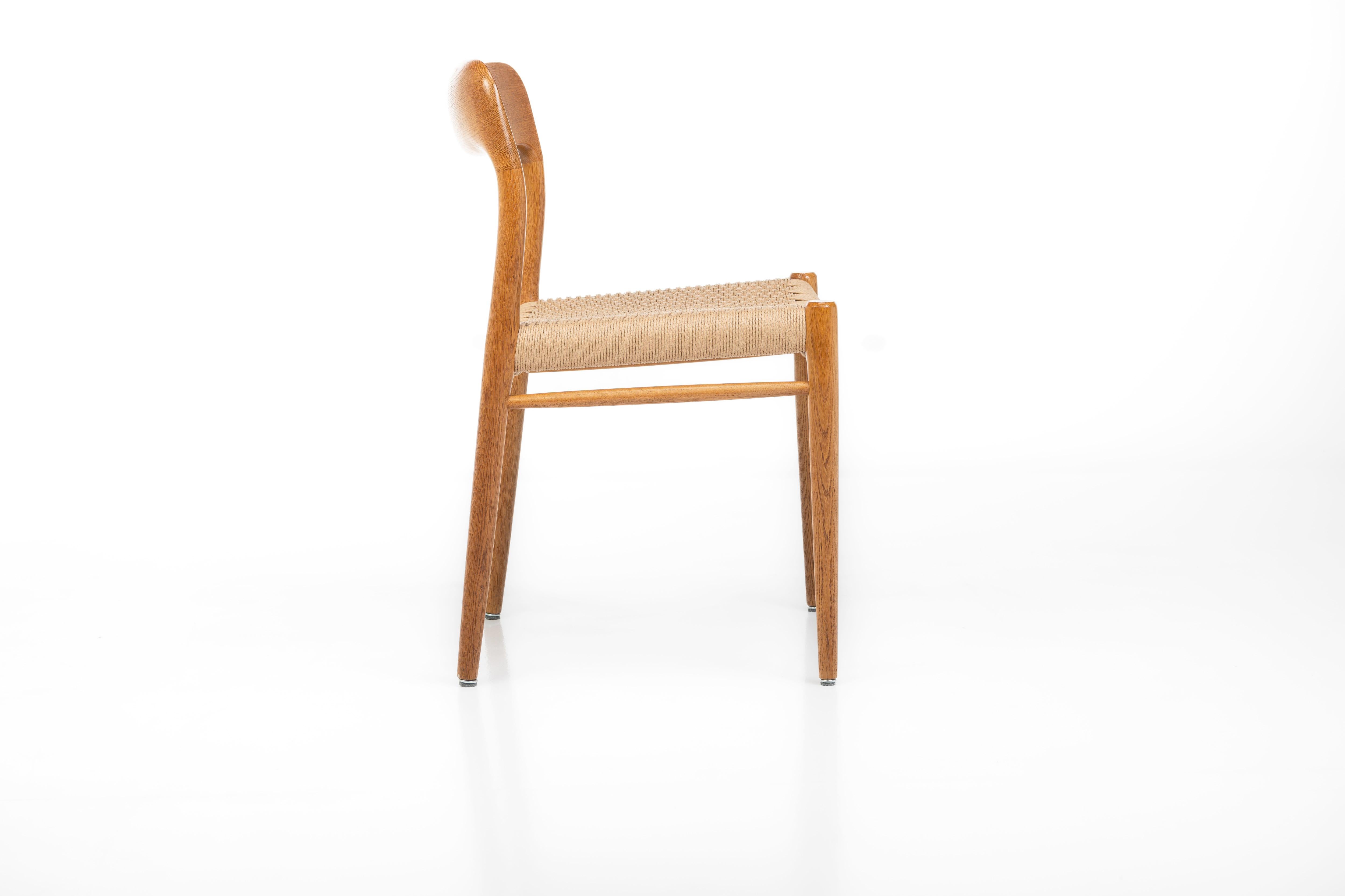 Set of 6 Dining Chairs in Oak and Papercord by Niels Otto Møller for J.L. Møller 5