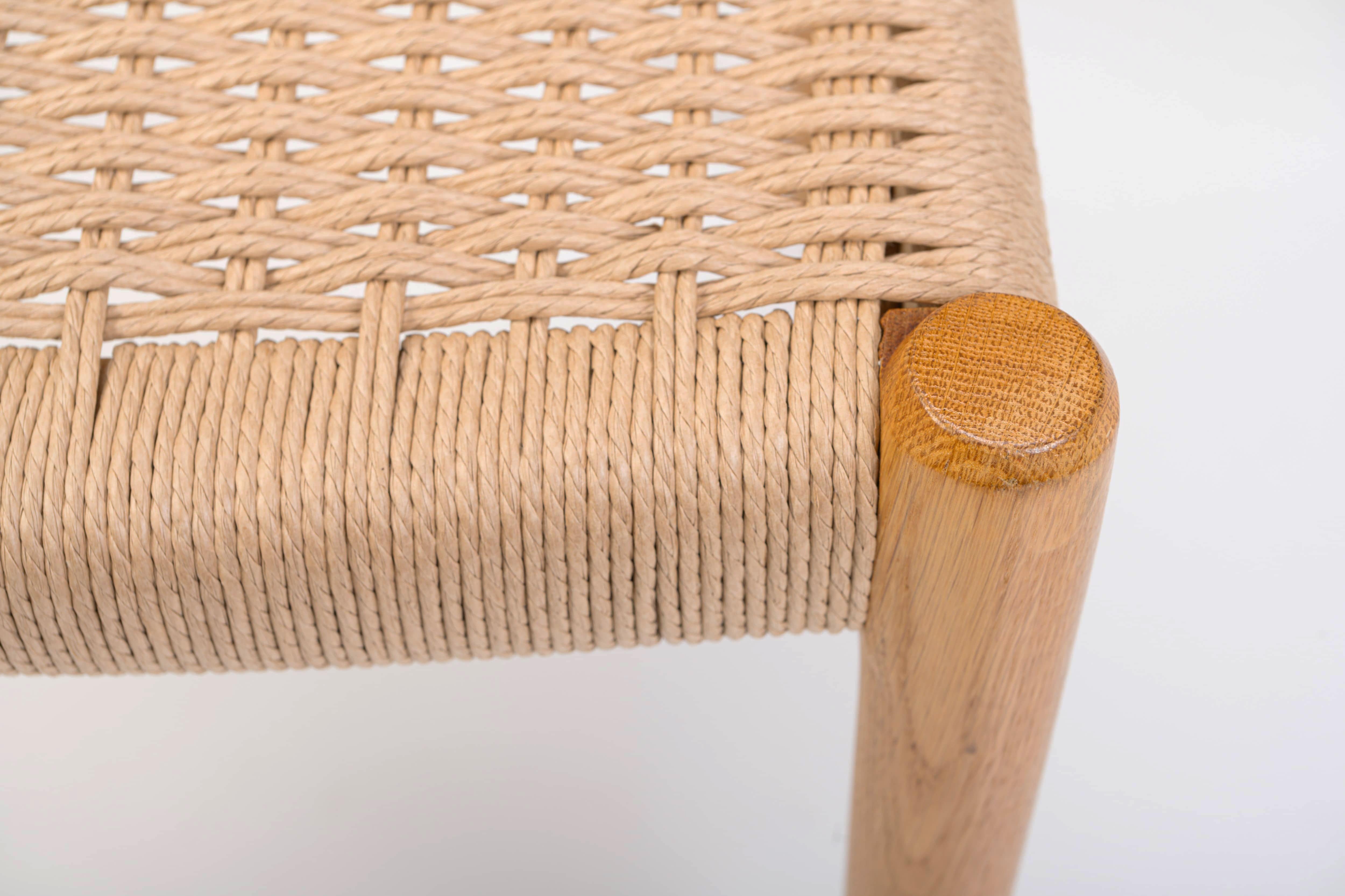 Set of 6 Dining Chairs in Oak and Papercord by Niels Otto Møller for J.L. Møller For Sale 1