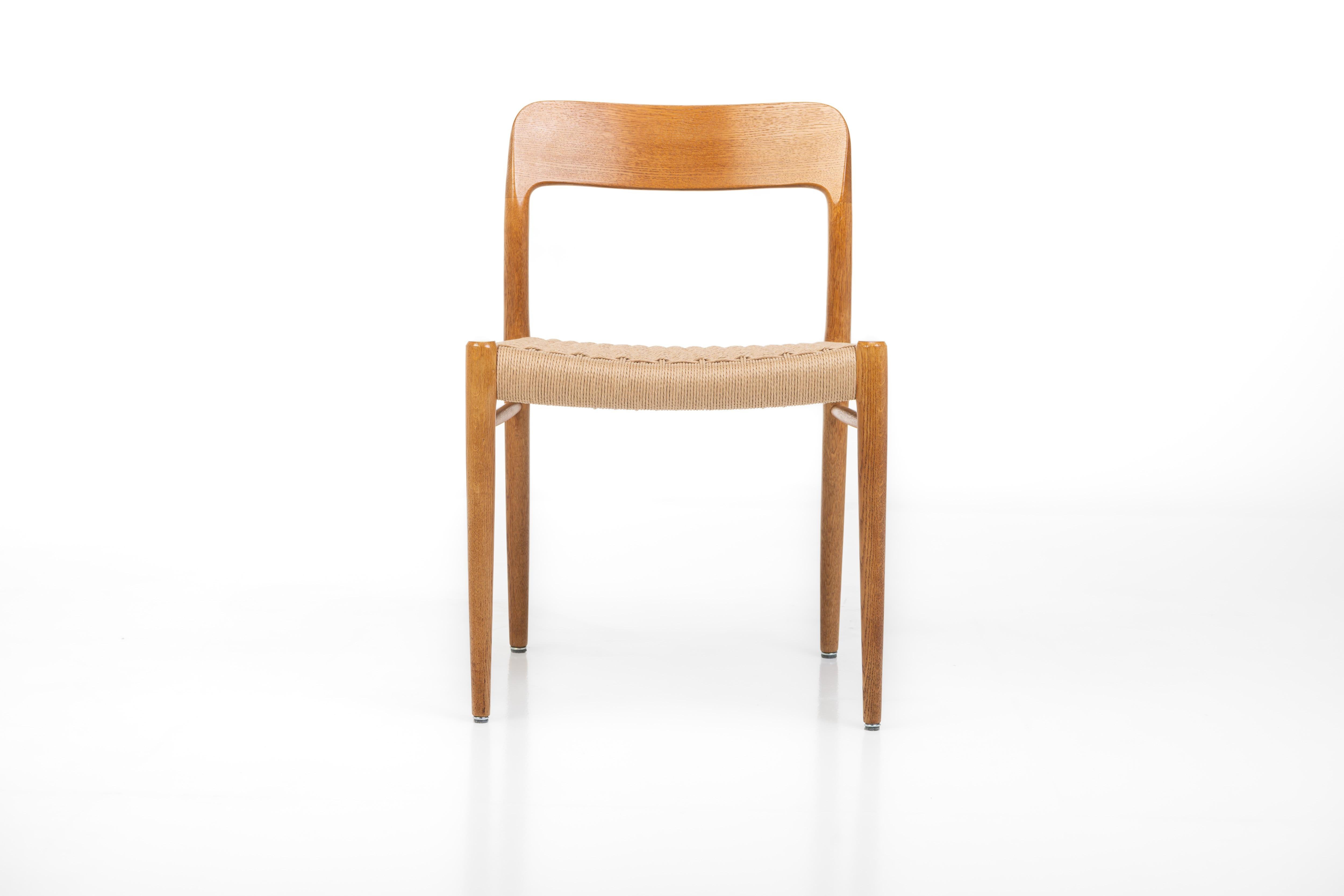 Set of 6 Dining Chairs in Oak and Papercord by Niels Otto Møller for J.L. Møller 3