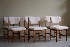 Set of 6 Dining Chairs in Oak & Lambswool, Danish Mid Century Modern, 1960s