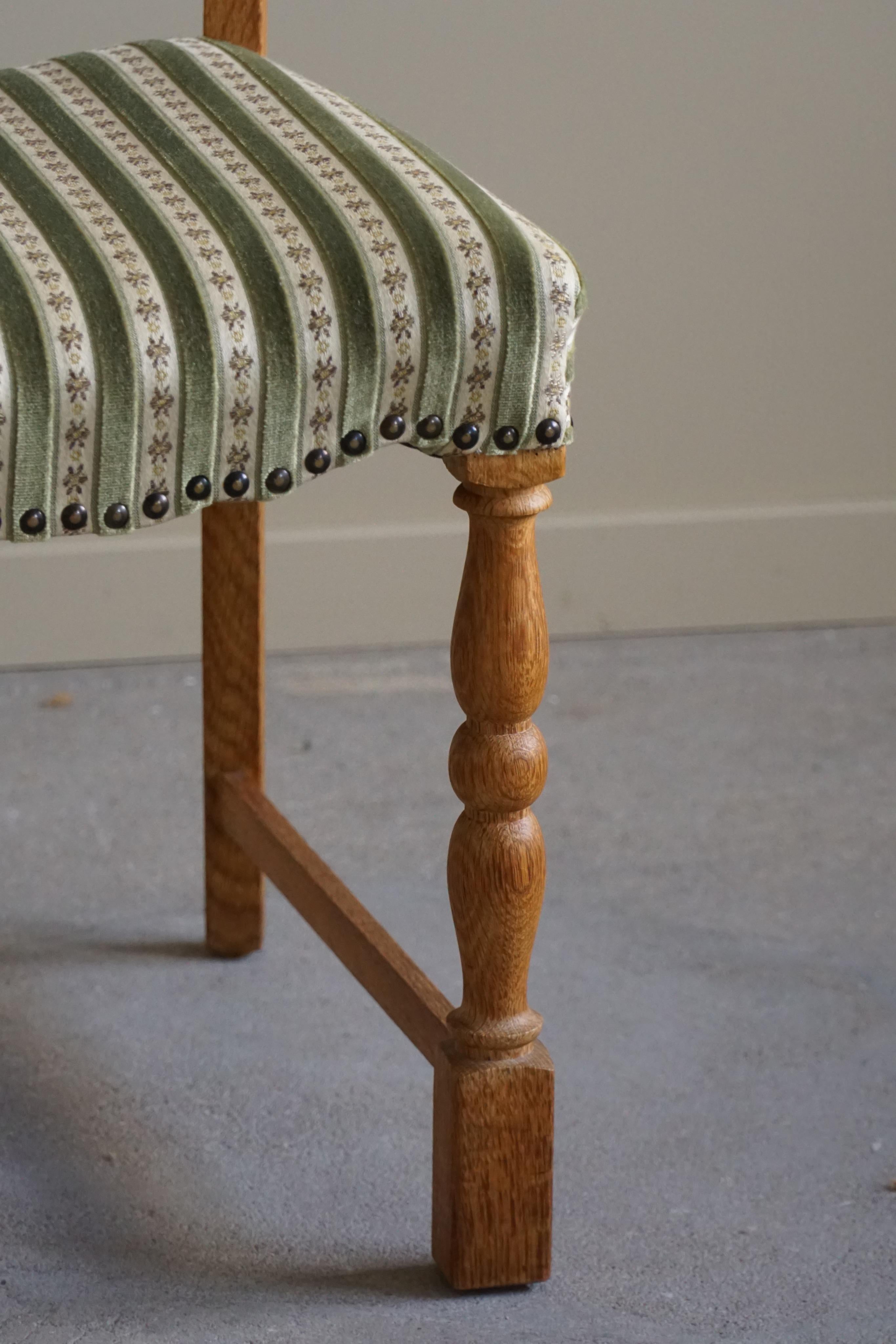 Set of 6 Dining Chairs in Oak & Vintage Fabric, Danish Modern, 1960s 8