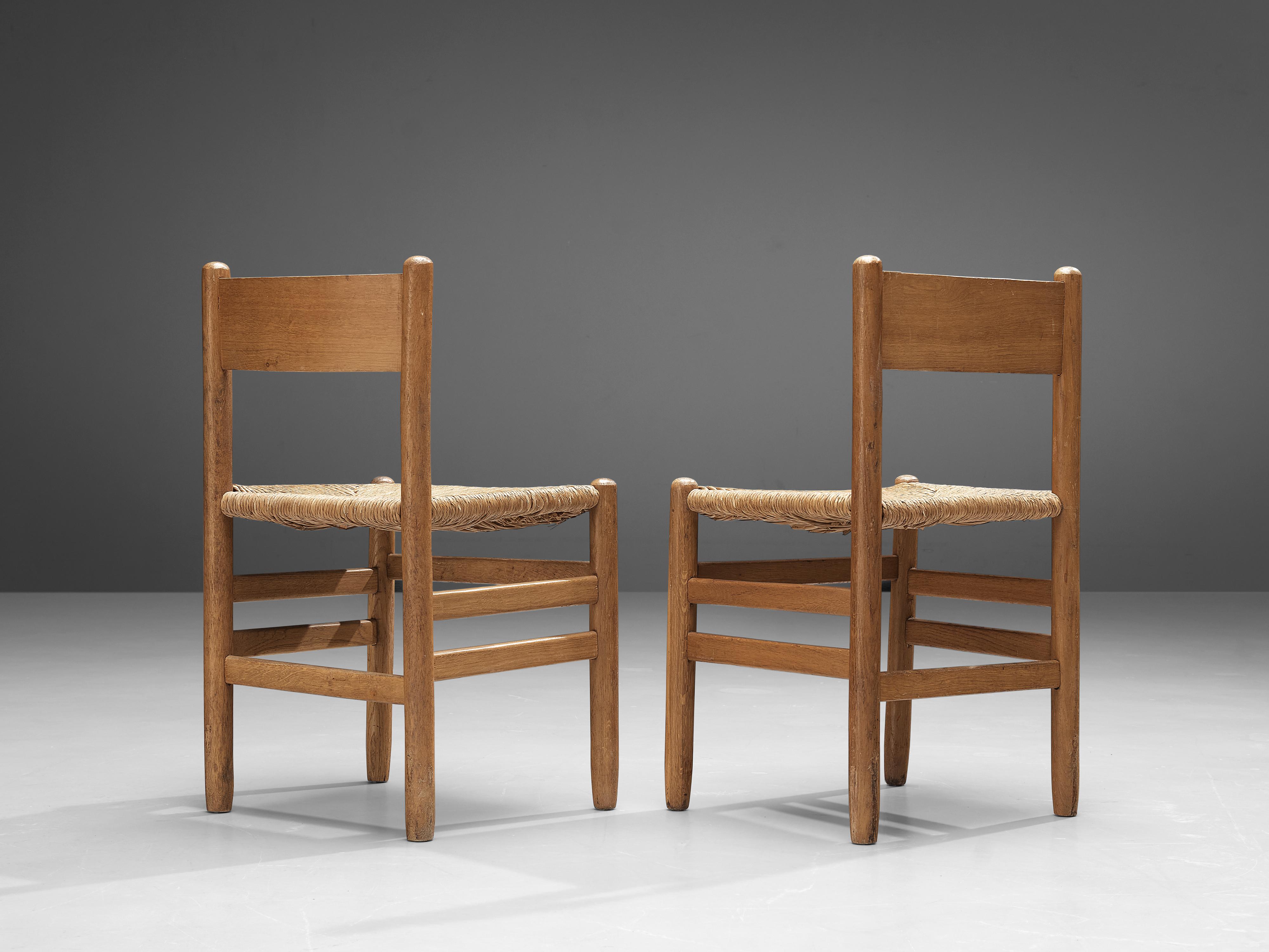 Set of 6 Dining Chairs in Oak with Rush Seating 1