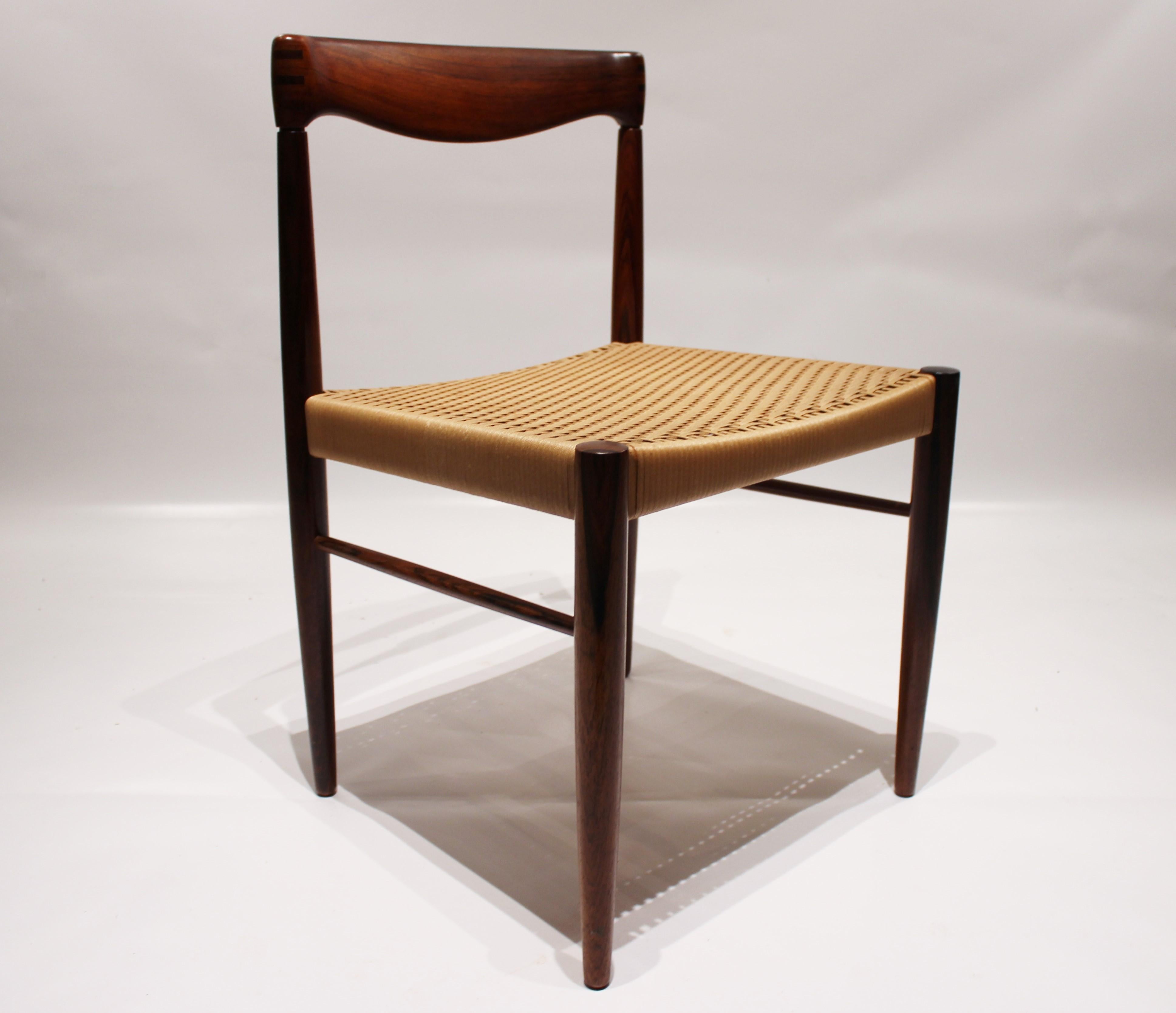 Scandinavian Modern Set of 6 Dining Chairs in Rosewood, by H.W. Klein and Bramin, 1960s