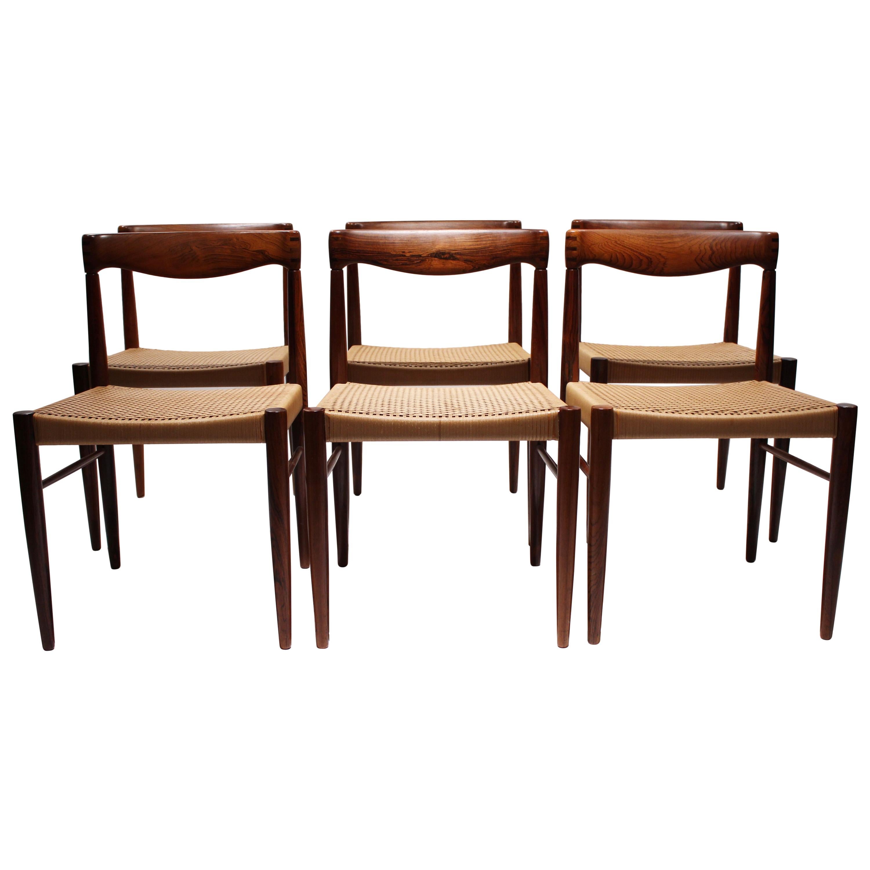 Set of 6 Dining Chairs in Rosewood, by H.W. Klein and Bramin, 1960s