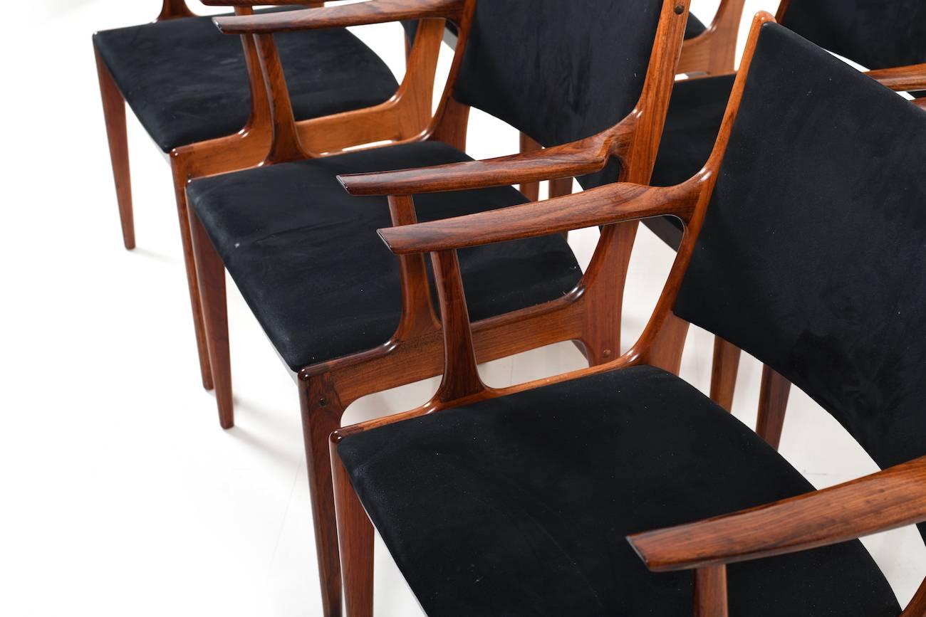 Set of Six Dining Chairs in Rosewood by Johannes Andersen for Uldum Møbelfabrik 3