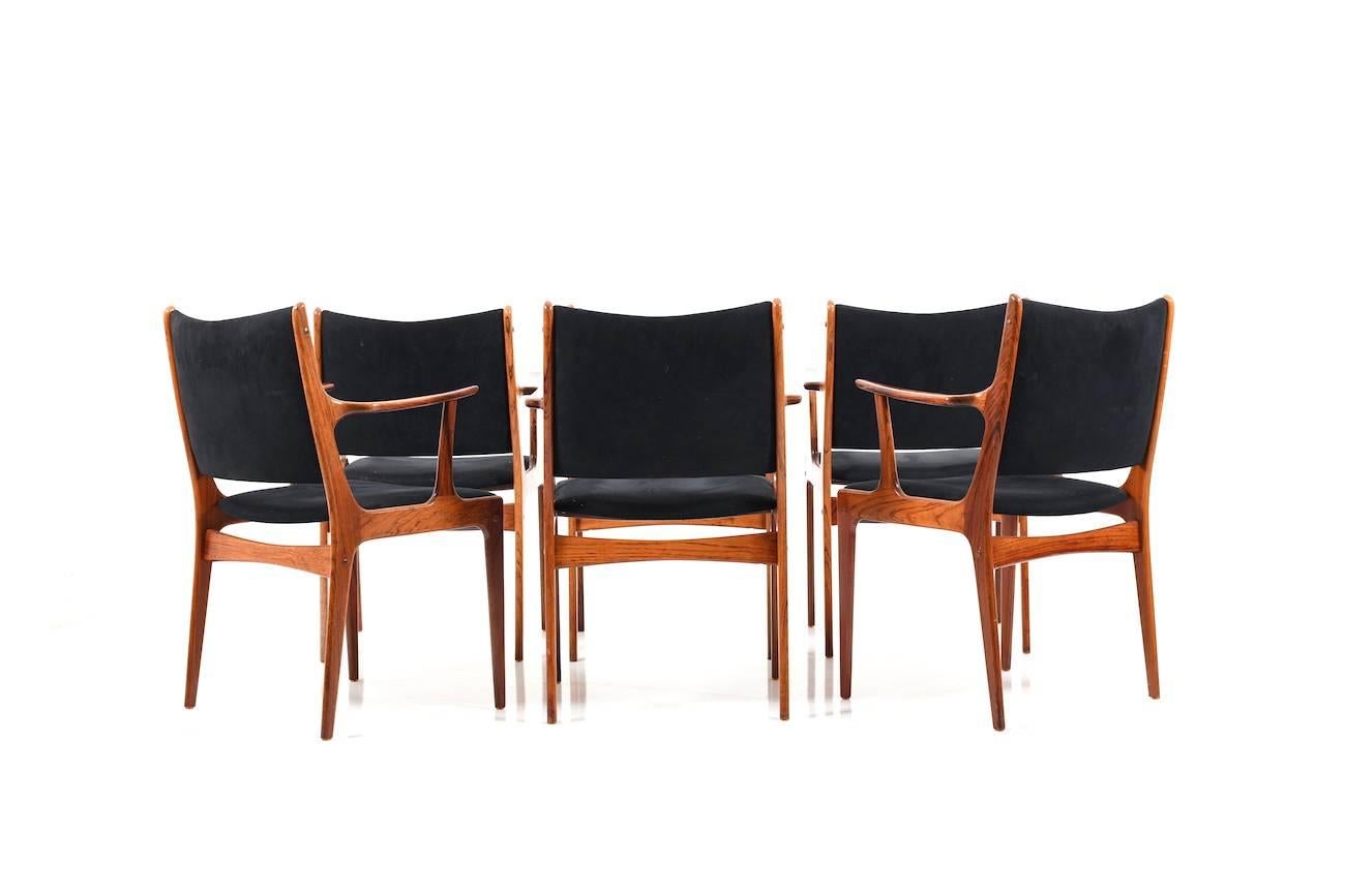 Set of Six Dining Chairs in Rosewood by Johannes Andersen for Uldum Møbelfabrik 5