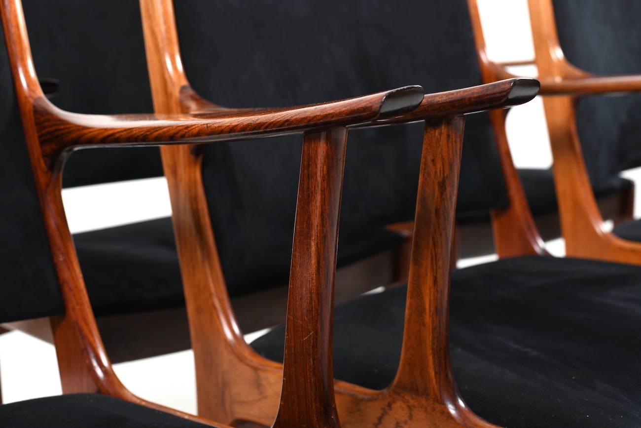 Set of Six Dining Chairs in Rosewood by Johannes Andersen for Uldum Møbelfabrik In Good Condition In Handewitt, DE