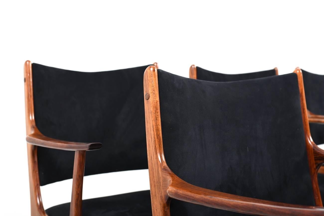 Mid-20th Century Set of Six Dining Chairs in Rosewood by Johannes Andersen for Uldum Møbelfabrik