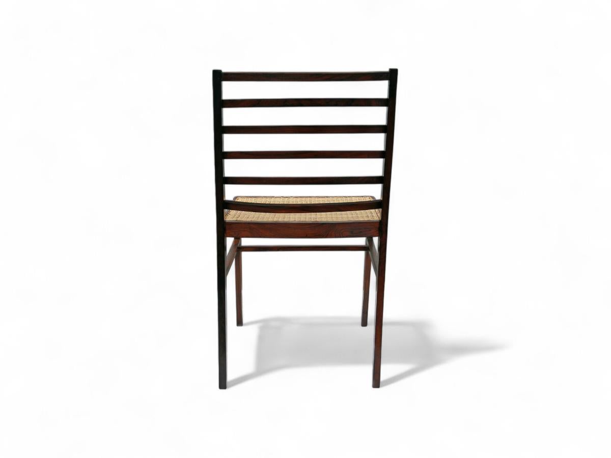 Cane Set of 6 Dining Chairs in Rosewood & Caning, Att. to Joaquim Tenreiro, 1960s