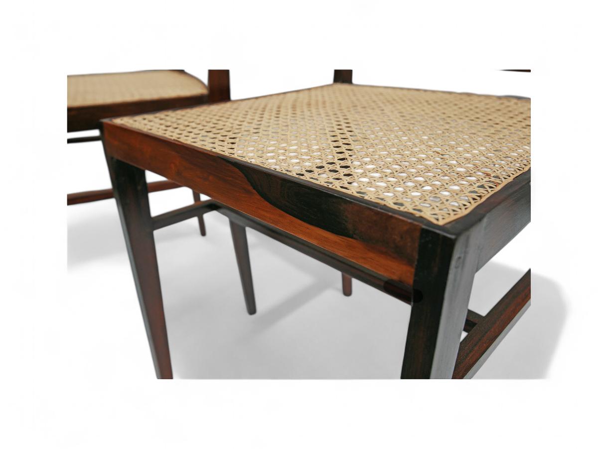 Set of 6 Dining Chairs in Rosewood & Caning, Att. to Joaquim Tenreiro, 1960s 3