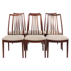 Set of 6 Dining Chairs in Rosewood with Light Wool Upholstery by Ib Kofod-Larsen
