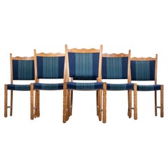 Set of 6 Dining Chairs in Solid Oak Attributed to Hennnig Kjærnulf, 1960s