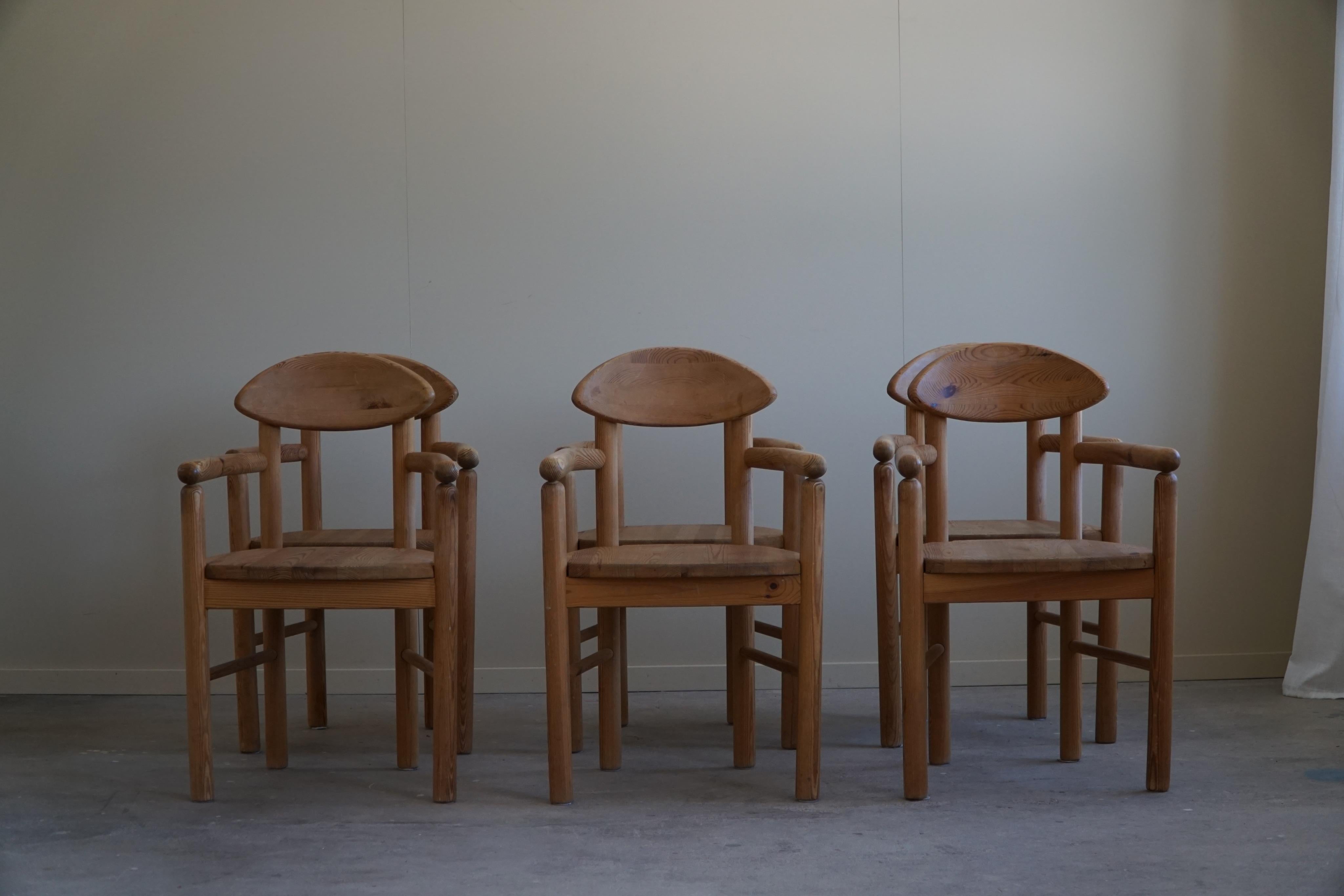 Ensemble de 6 chaises de salle à manger en pin massif, Rainer Daumiller, danois moderne, 1970 en vente 8