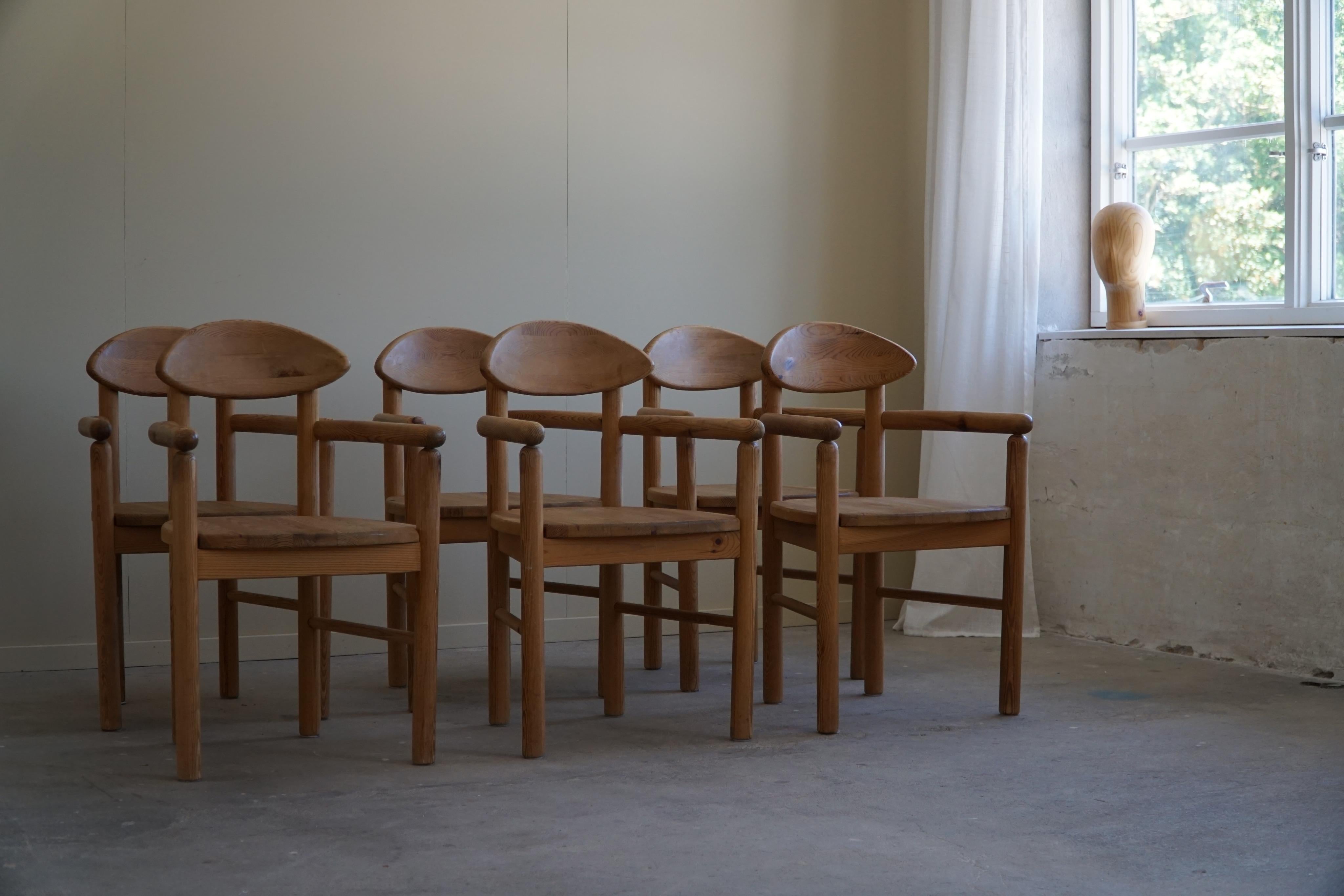 Ensemble de 6 chaises de salle à manger en pin massif, Rainer Daumiller, danois moderne, 1970 en vente 9