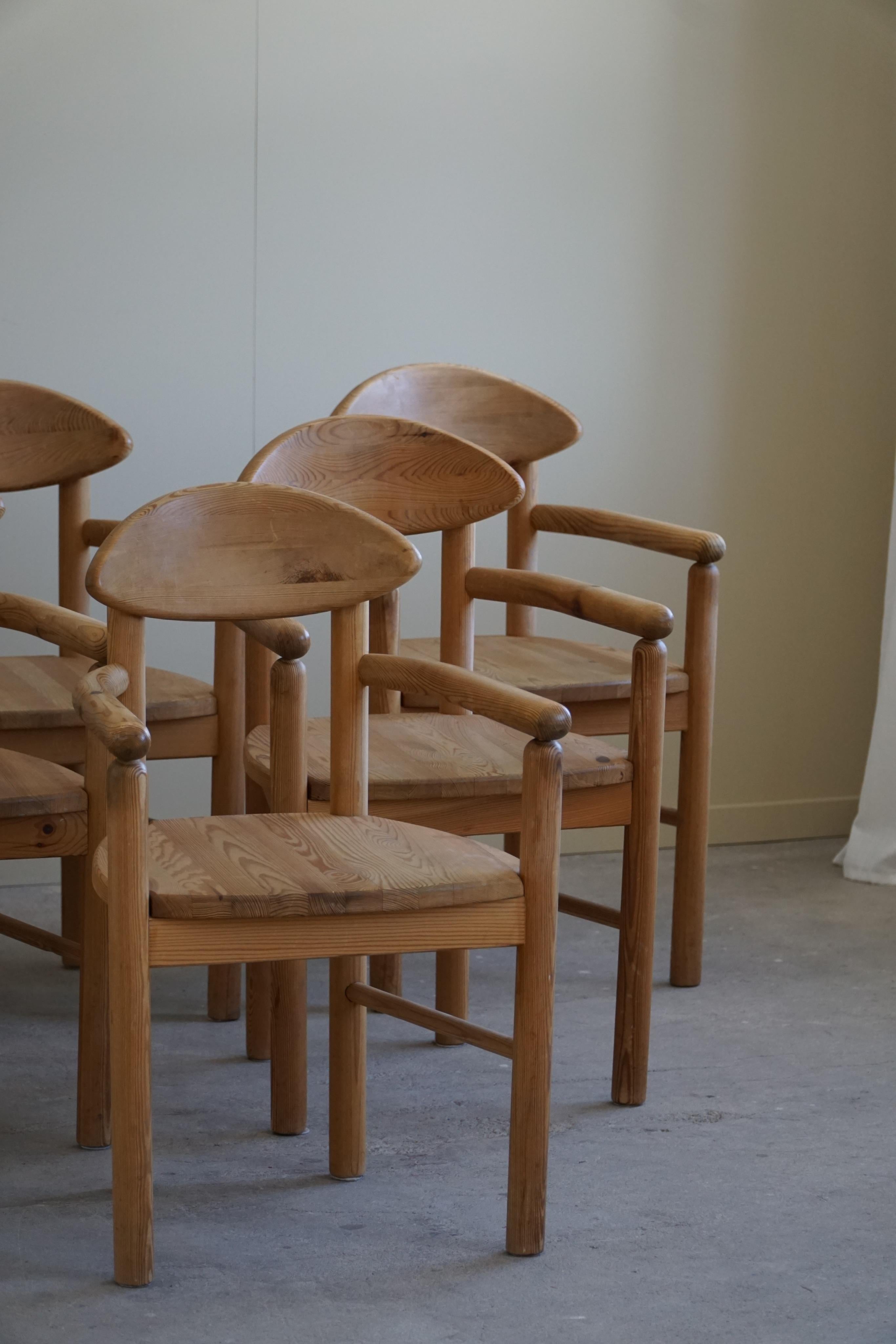 Ensemble de 6 chaises de salle à manger en pin massif, Rainer Daumiller, danois moderne, 1970 en vente 10