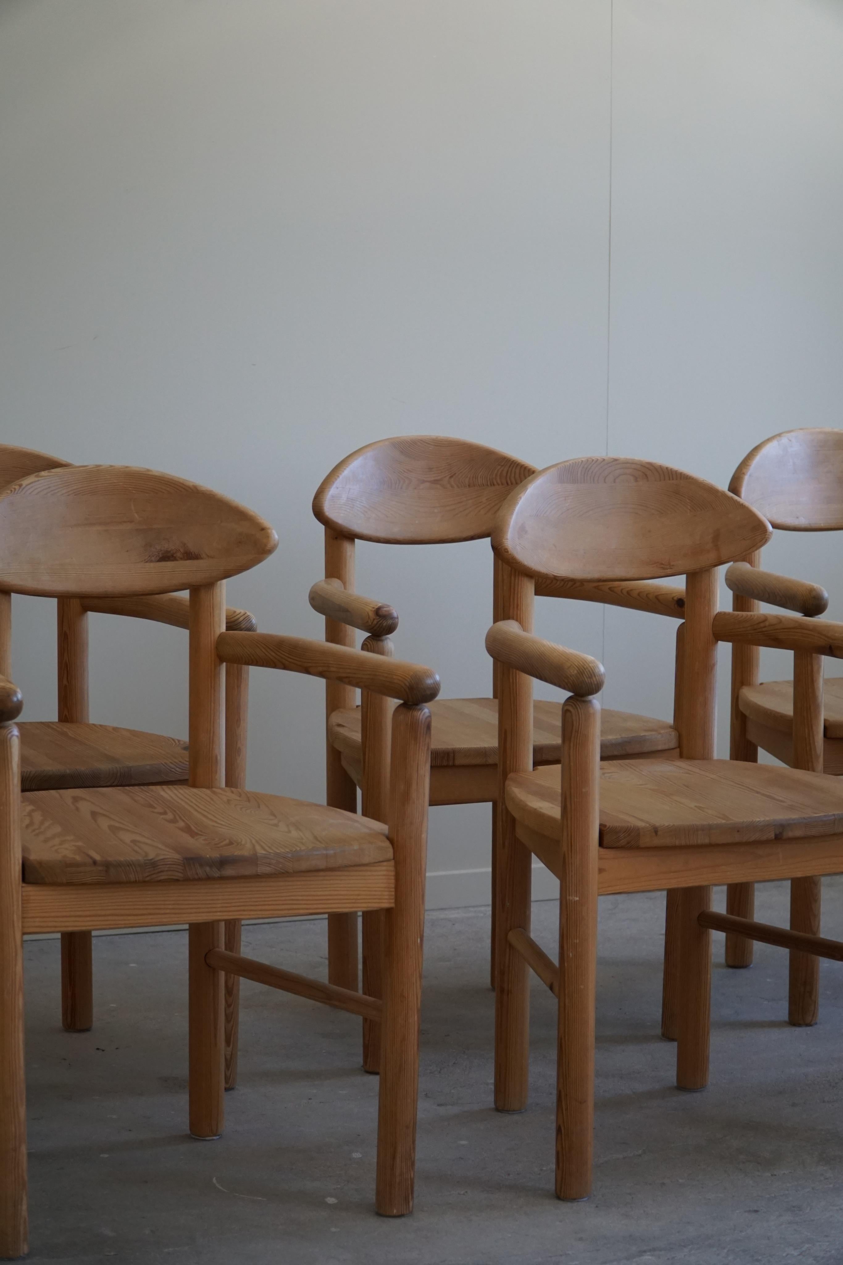 Set of 6 Dining Chairs in Solid Pine, Rainer Daumiller, Danish Modern, 1970s In Good Condition For Sale In Odense, DK