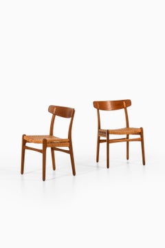 Set of 6 Dining Chairs in Teak, Oak and Cane by Hans Wegner, 1950's