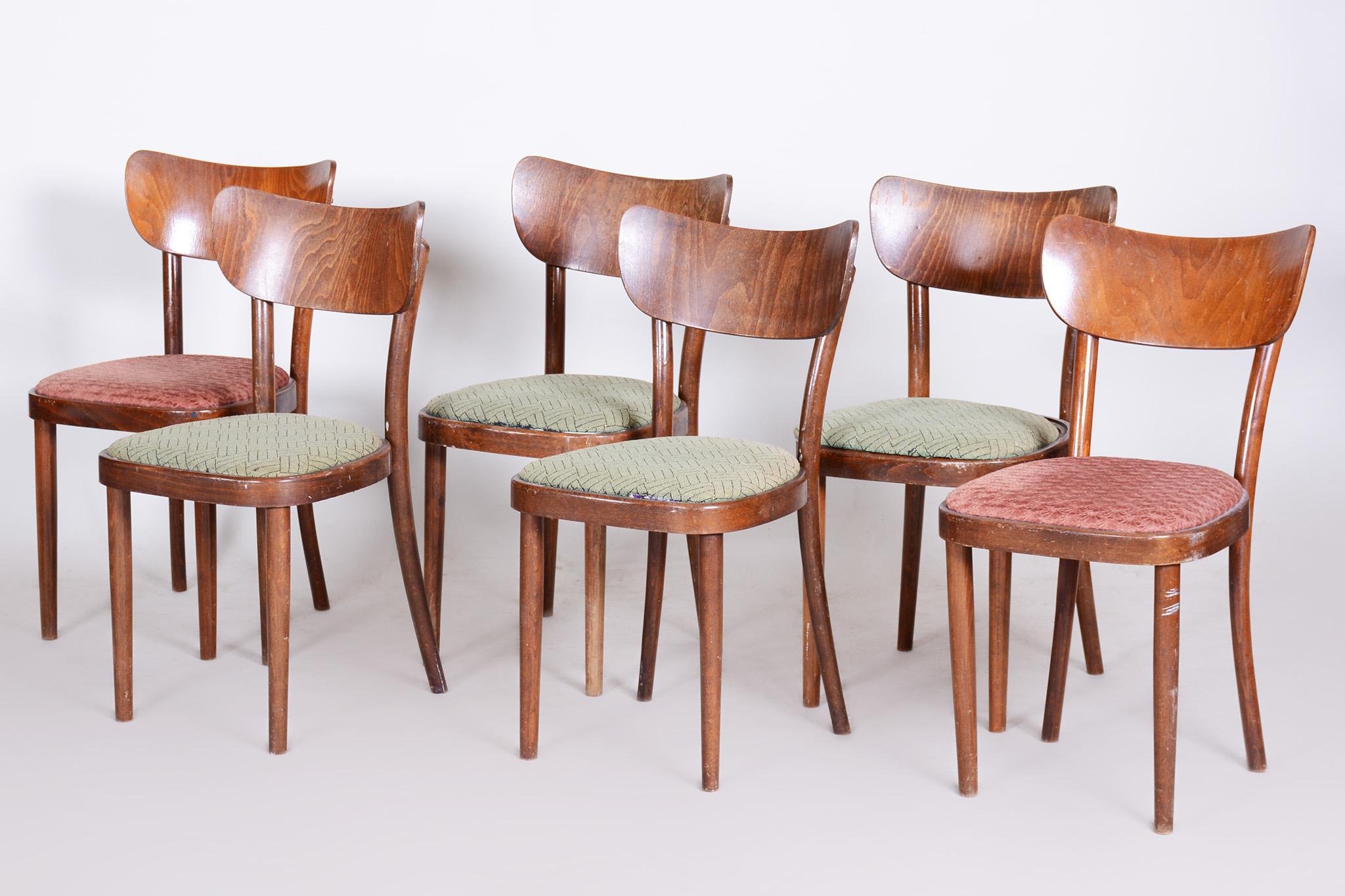 Art Deco Set of 6 Dining Chairs Made by TON - 1940s, Czechia For Sale