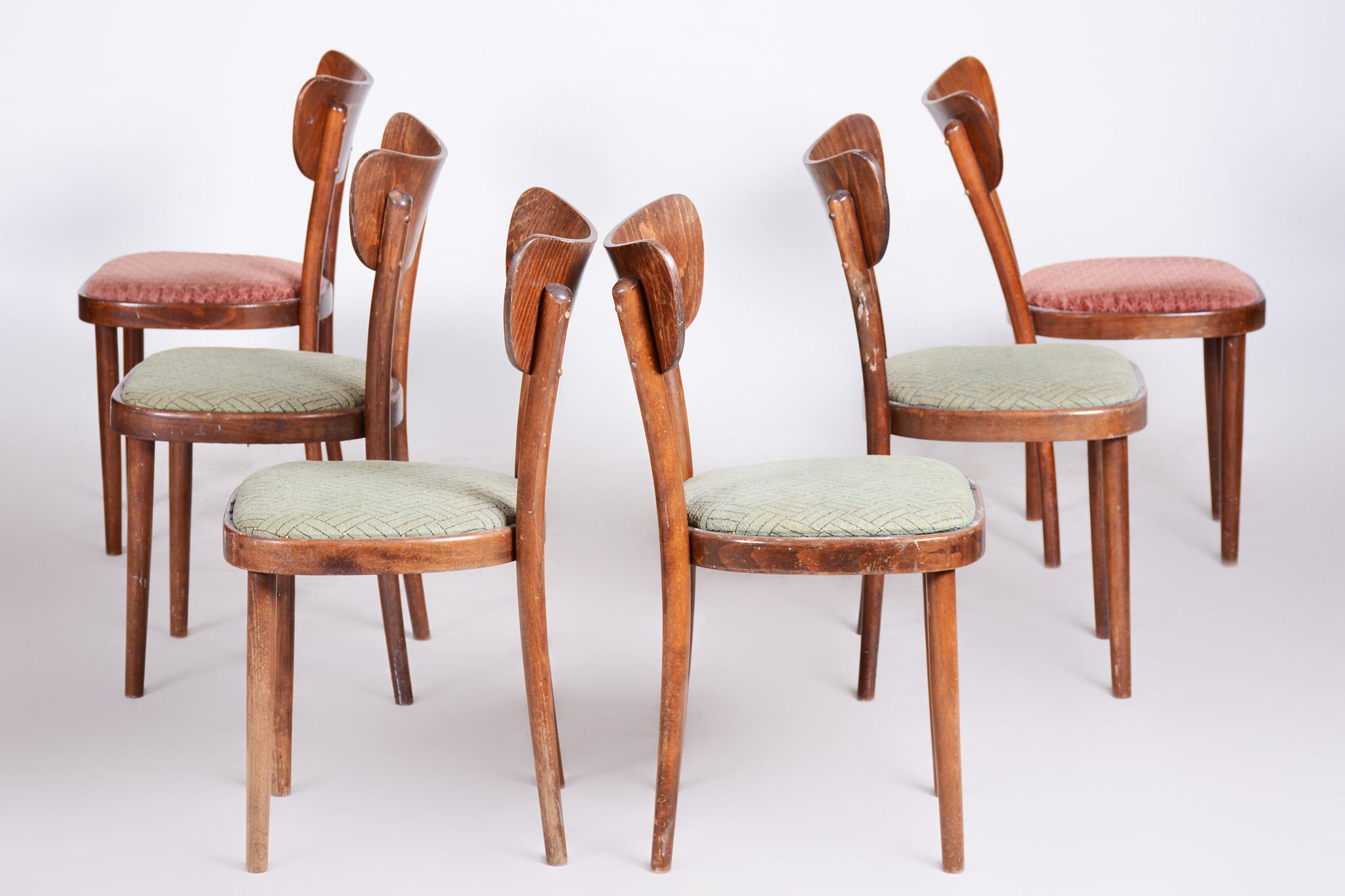 Mid-20th Century Set of 6 Dining Chairs Made by TON - 1940s, Czechia For Sale