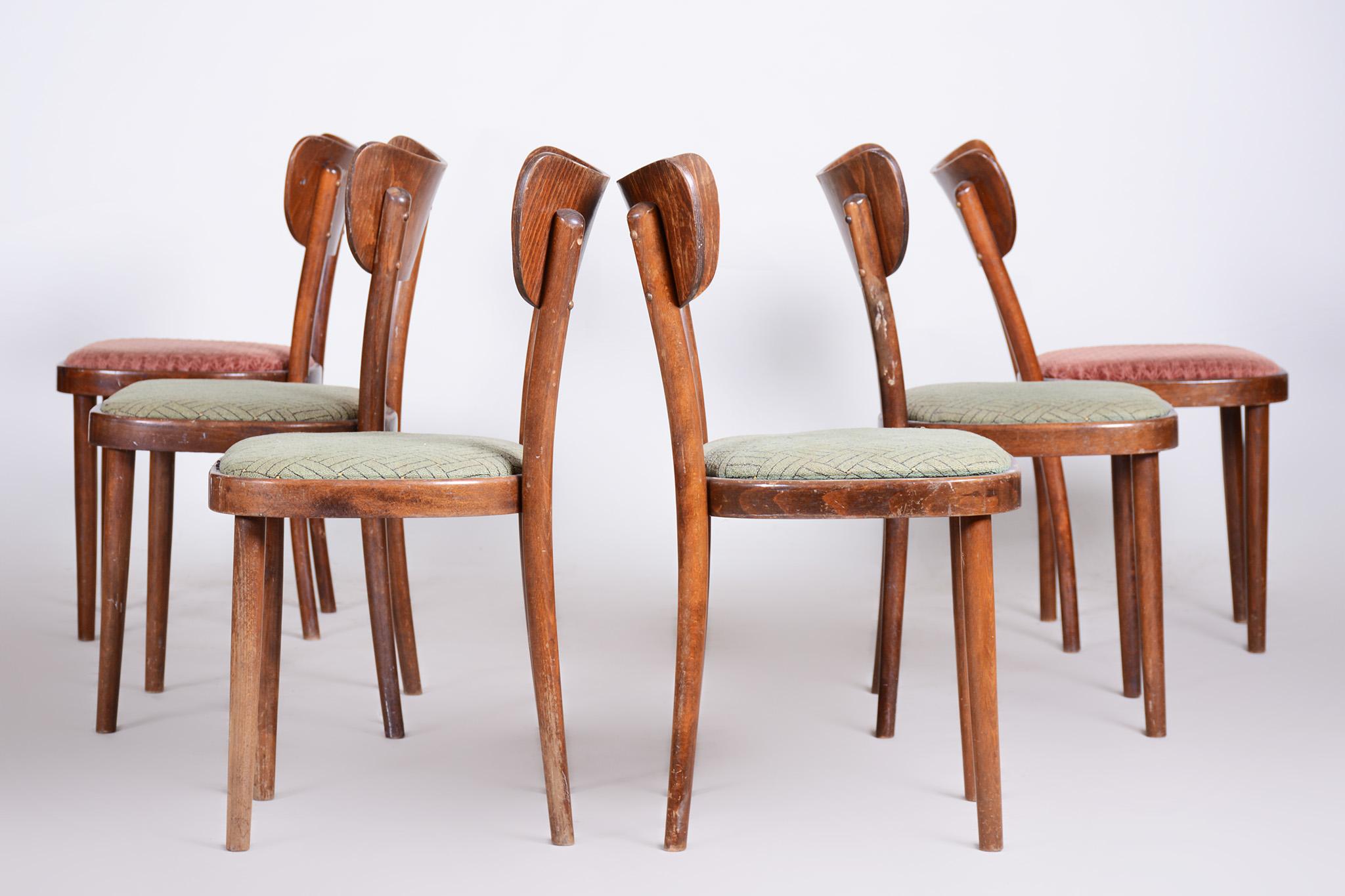 Beech Set of 6 Dining Chairs Made by TON - 1940s, Czechia For Sale