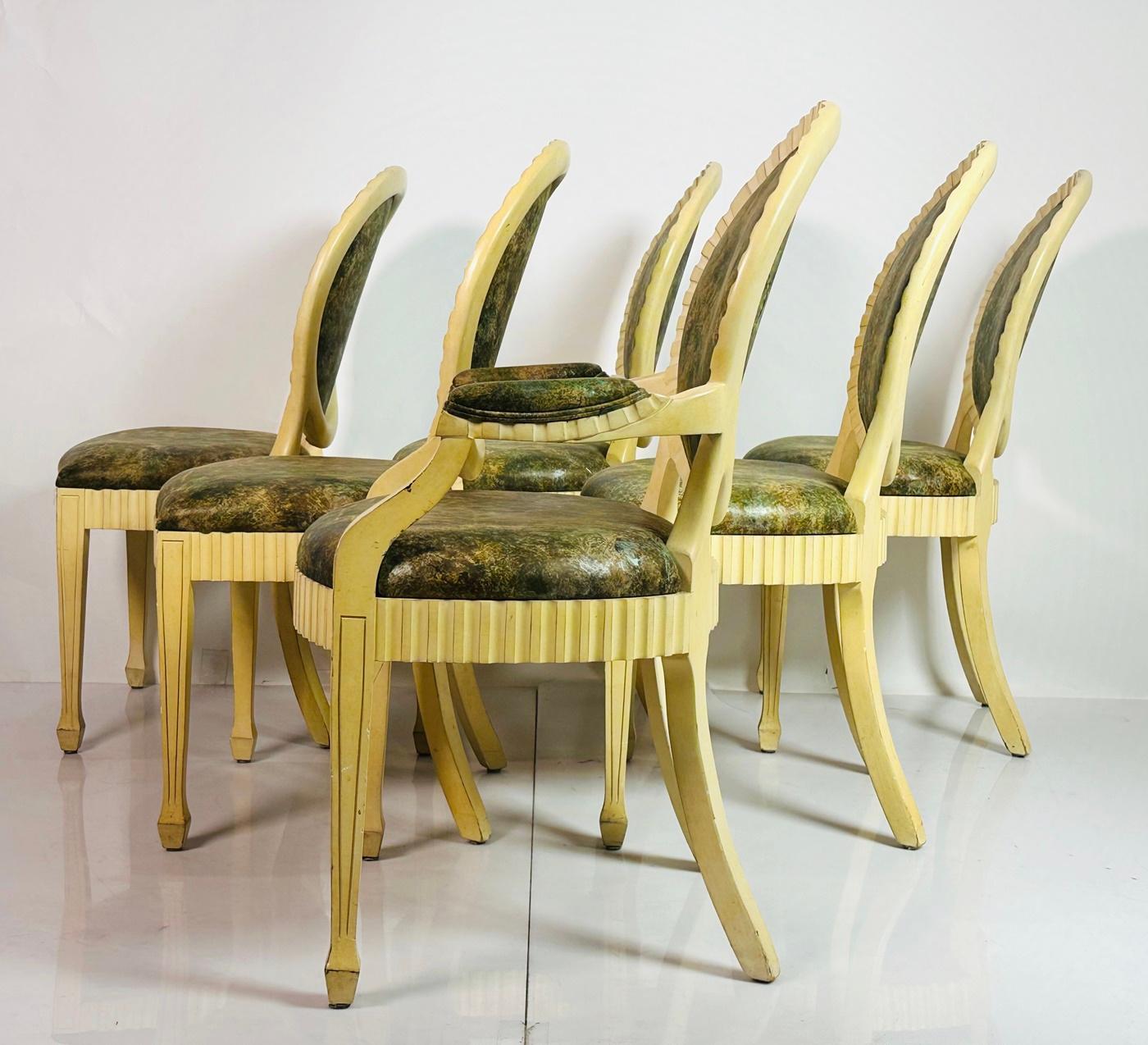 Post-Modern Set of 6 Dining Chairs made in the USA by Casa Stradivari. For Sale