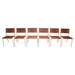 Set of 6 Dining Chairs "Miss B" by Tito Agnoli for Bonacina, Italy