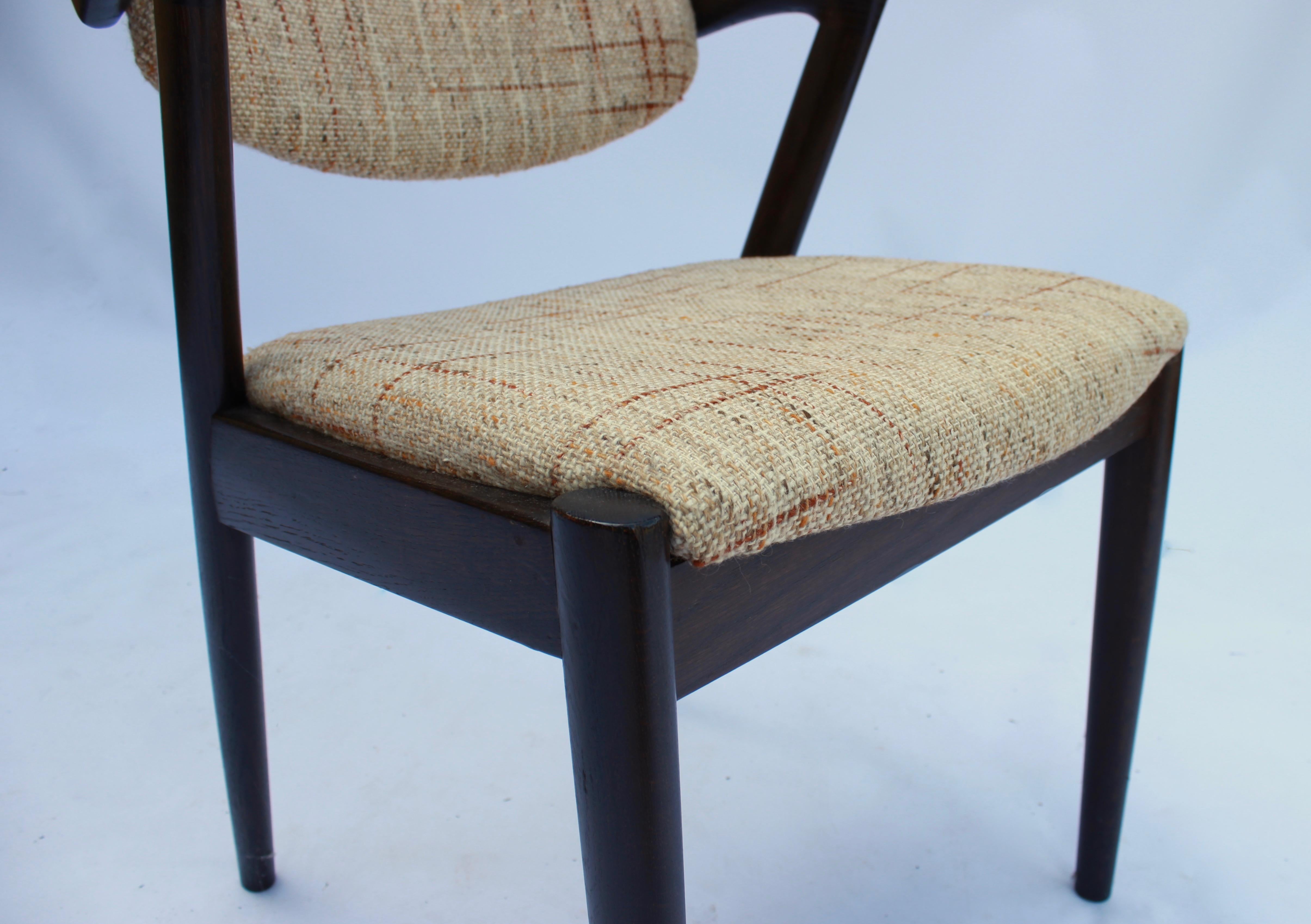 Wool Set of 6 Dining Chairs, Model 42, Designed by Kai Kristiansen, 1960s