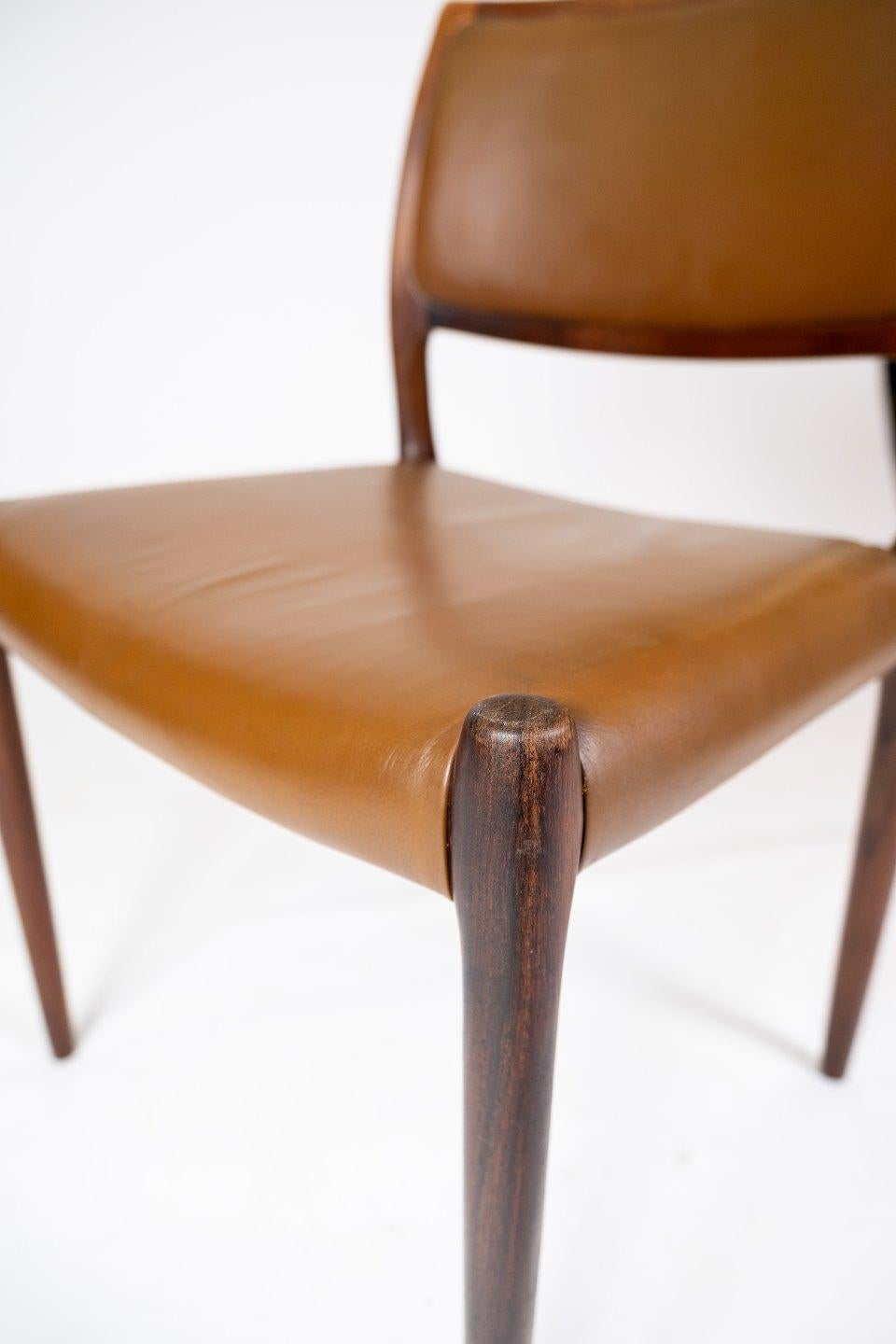 Set of 6 Dining Chairs, Model 80, in Rosewood Designed by N.O. Møller In Good Condition In Lejre, DK
