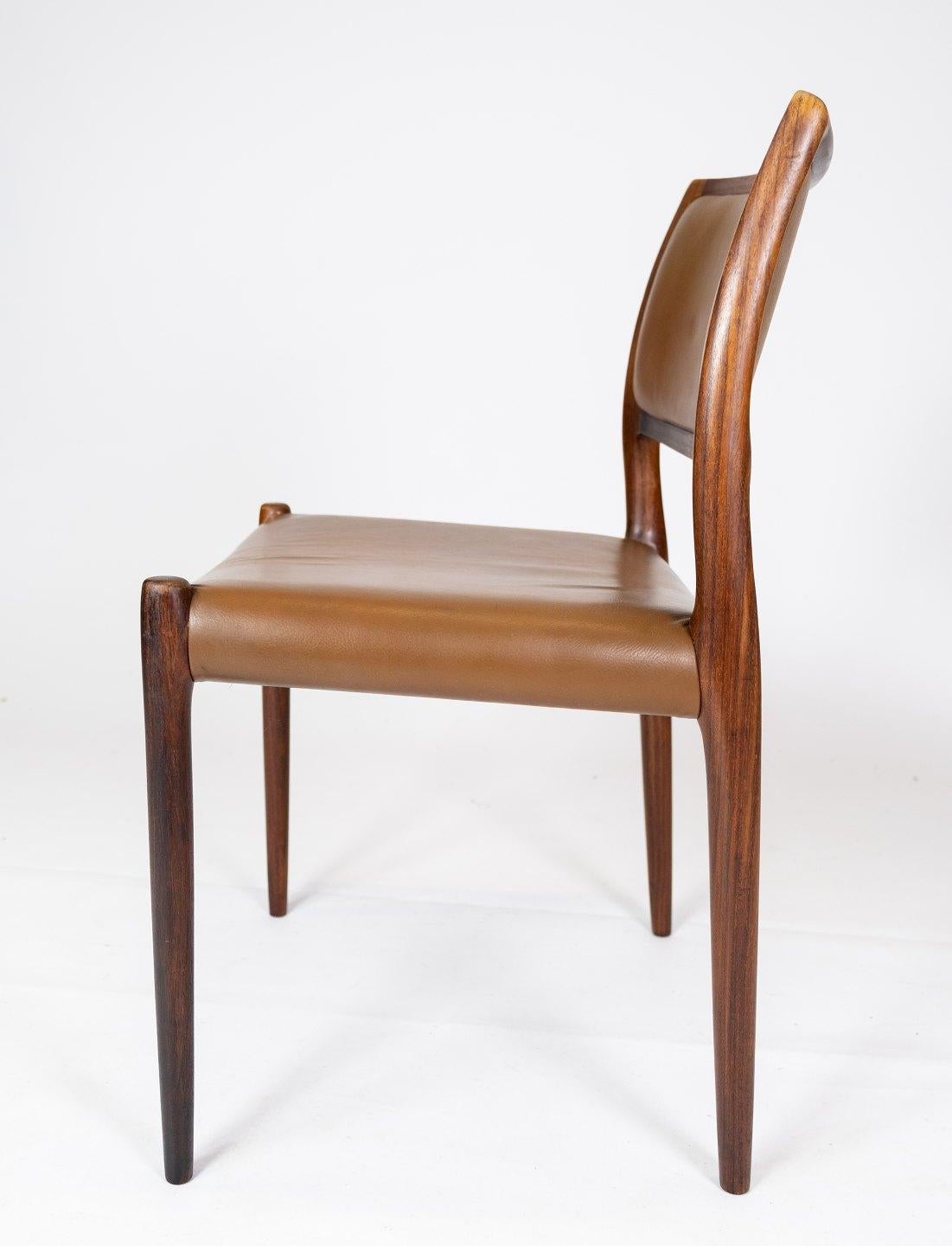 Mid-20th Century Set of 6 Dining Chairs, Model 80, in Rosewood Designed by N.O. Møller