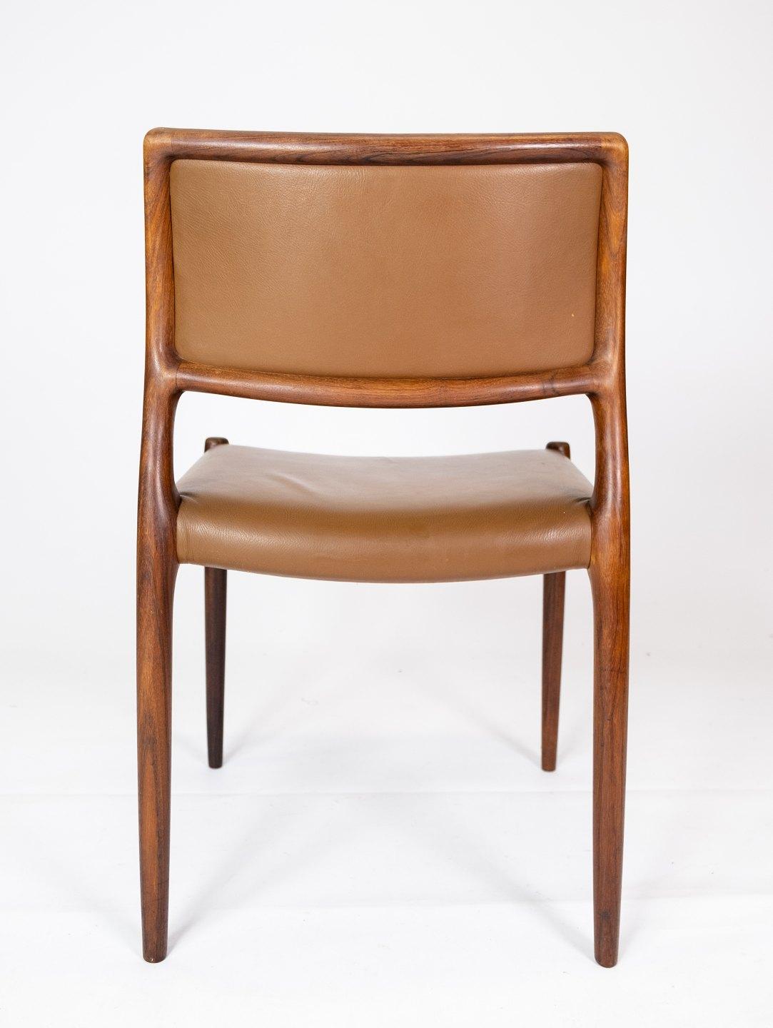 Set of 6 Dining Chairs, Model 80, in Rosewood Designed by N.O. Møller 1