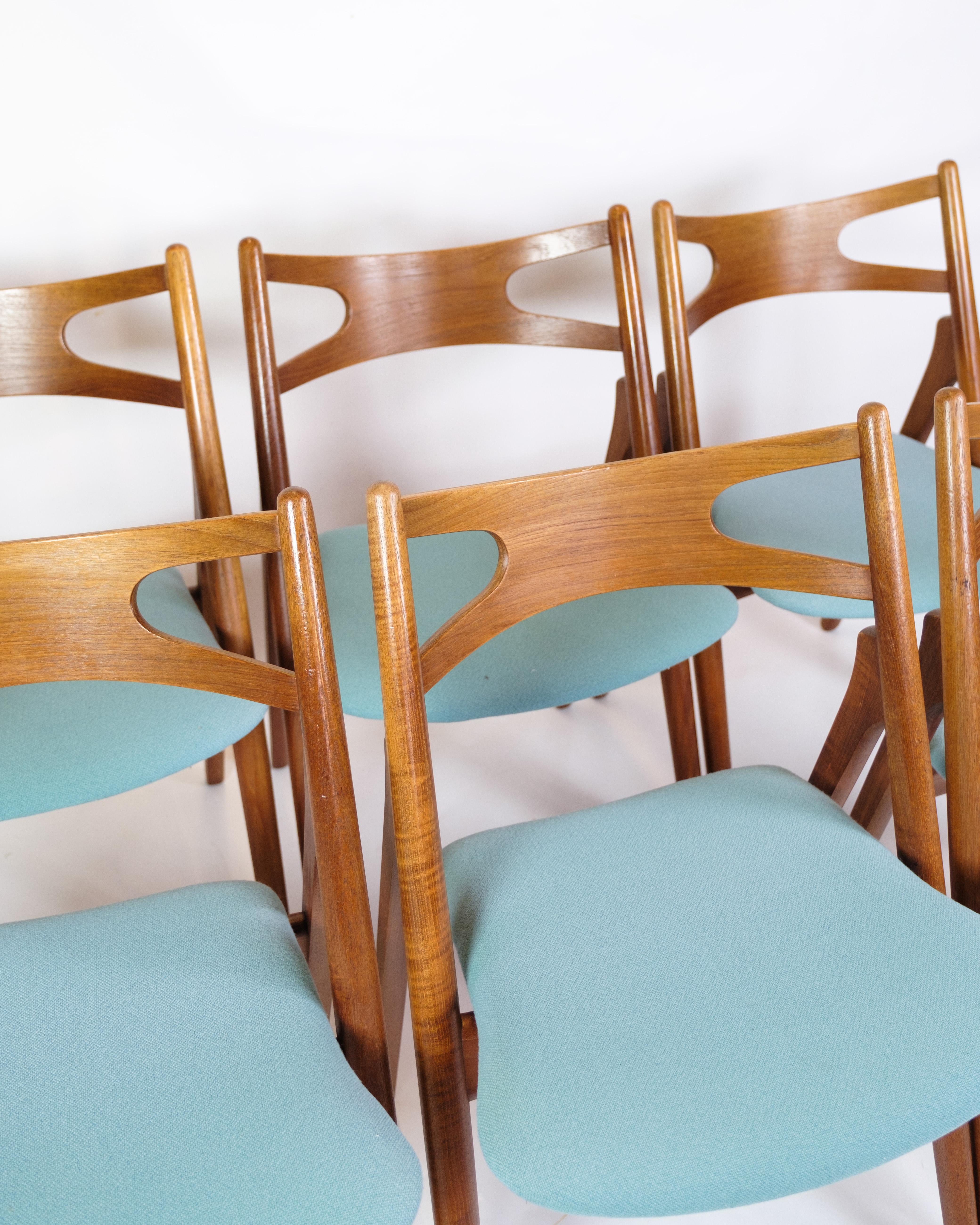 Mid-Century moderno Set di 6 sedie da pranzo modello CH29P in teak di Hans J. Wegner degli anni '50 in vendita