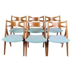 Vintage Set Of 6 Dining Chairs Model CH29P Made In Teak By Hans J. Wegner From 1950s