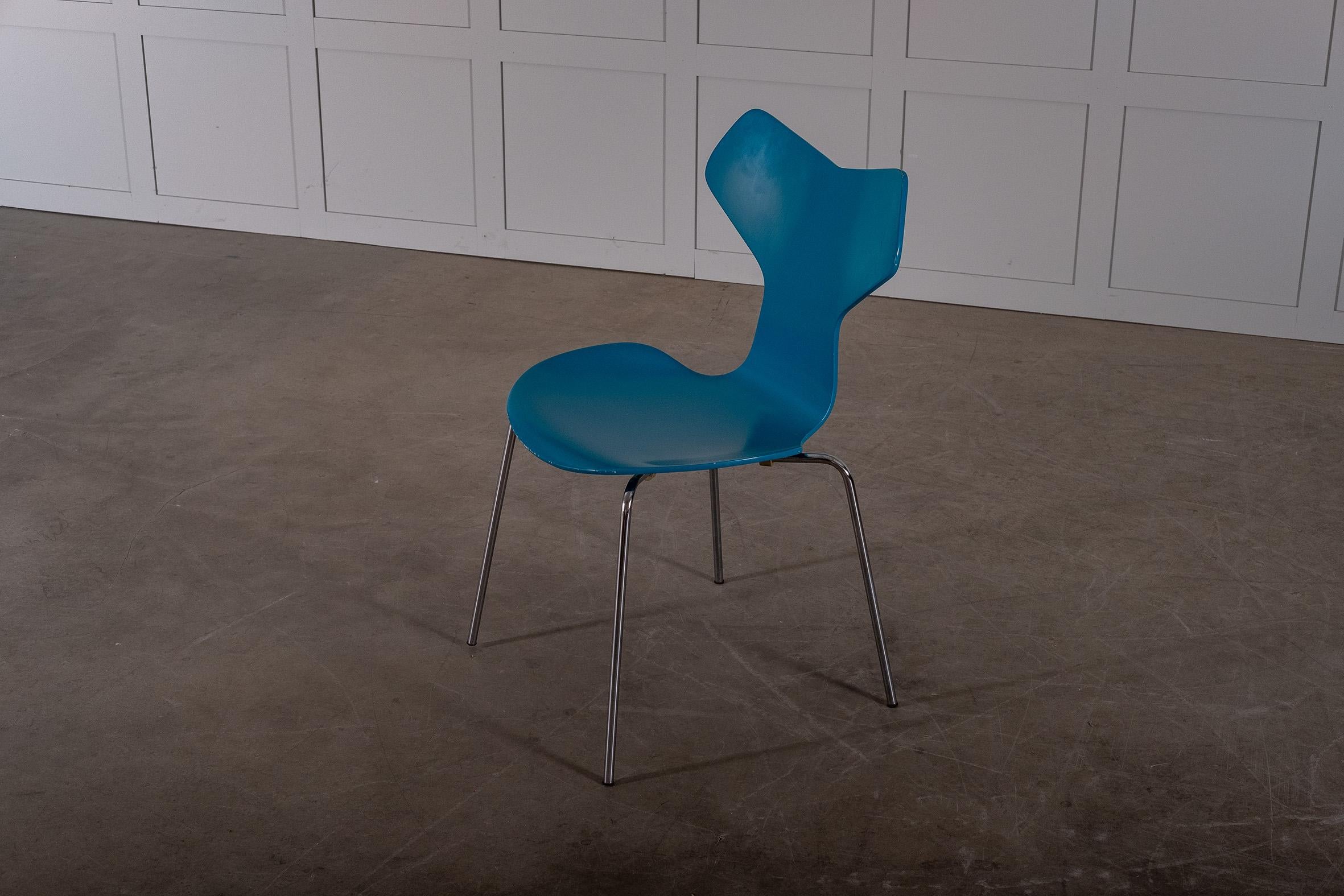 The Grand Prix chair was introduced by Fritz Hansen at the Designers Spring Exhibition at the Danish Museum of Art & Design in Copenhagen, in 1957.