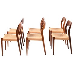 Set of 6 Dining Chairs Model No.71 by N.O.Moller, Early 1960s