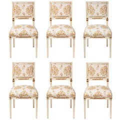 Set of 6 Dining Chairs Newly Upholstered in Penny Morrison 100% Linen