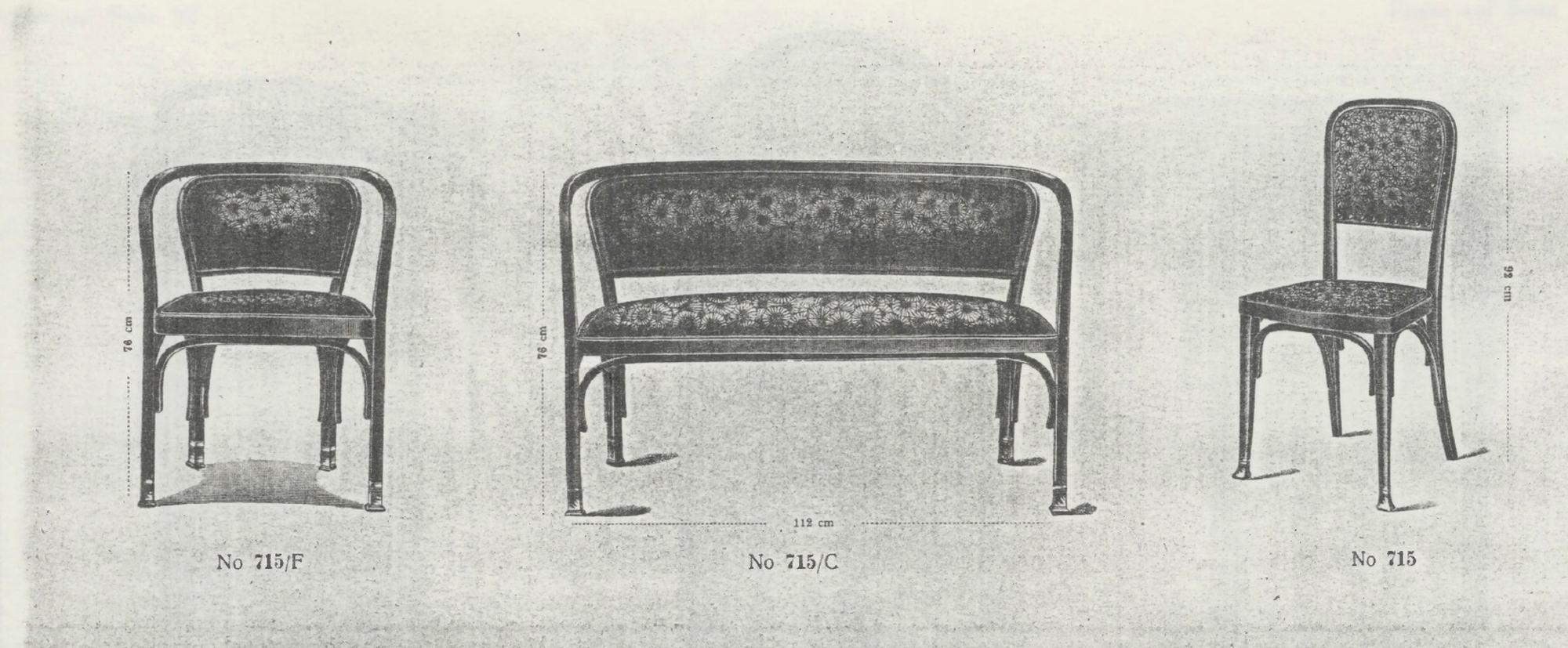 Set of 6 dining chairs no.715 by Gustav Siegel for J&J Kohn in vendita 7