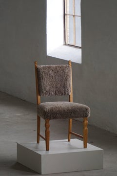 Set of 6 Dining Chairs, Oak & Lambswool, Henning Kjærnulf, Danish Modern, 1950s