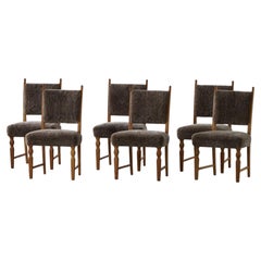 Set of 6 Dining Chairs, Oak & Lambswool, Henning Kjærnulf, Danish Modern, 1950s