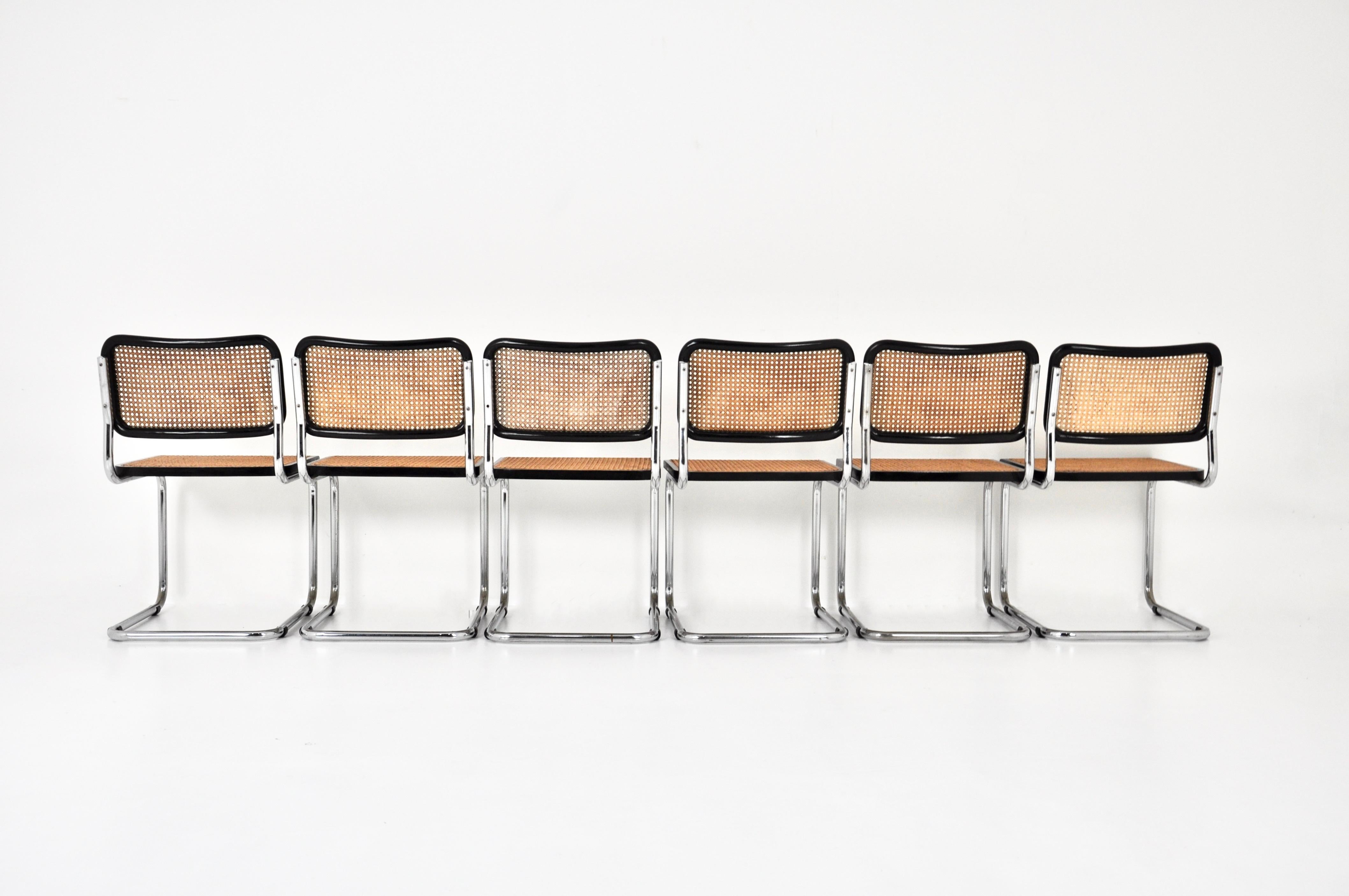 italien Ensemble de 6 chaises de salle à manger style B32 de Marcel Breuer en vente