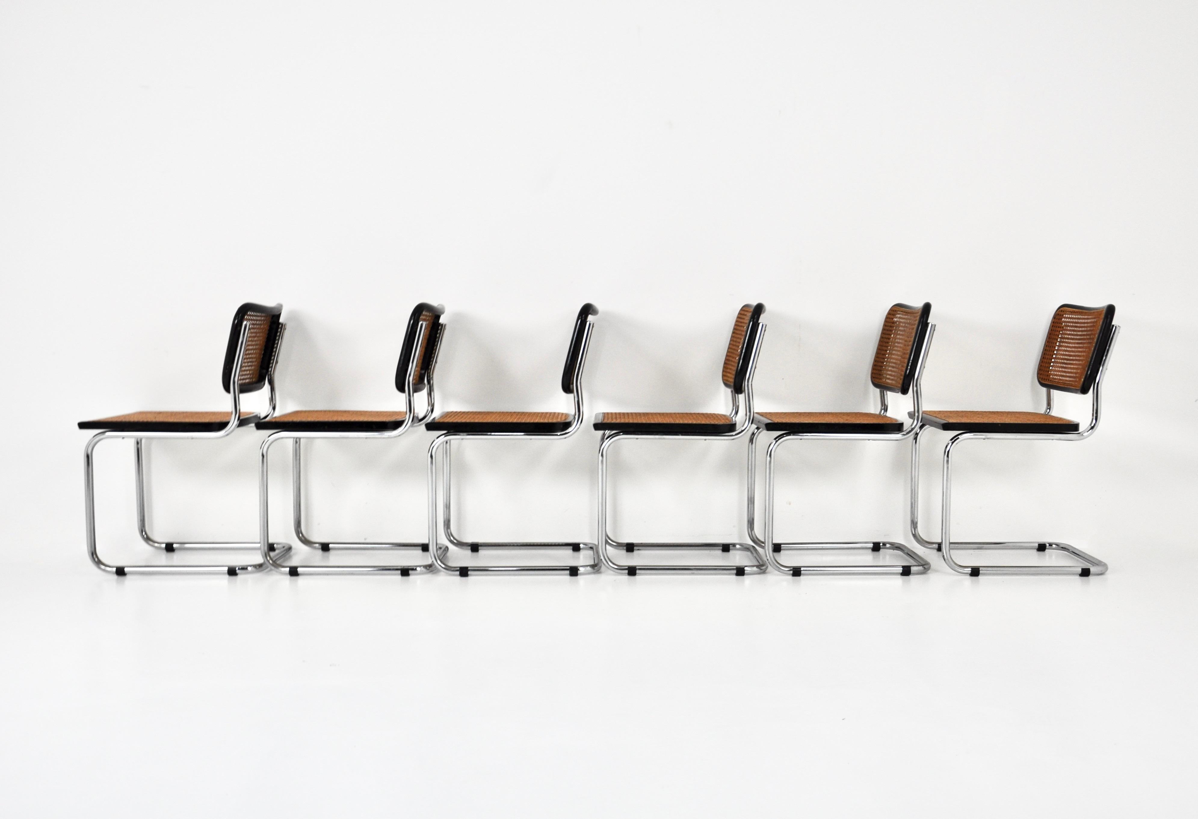 Ensemble de 6 chaises de salle à manger style B32 de Marcel Breuer Bon état - En vente à Lasne, BE