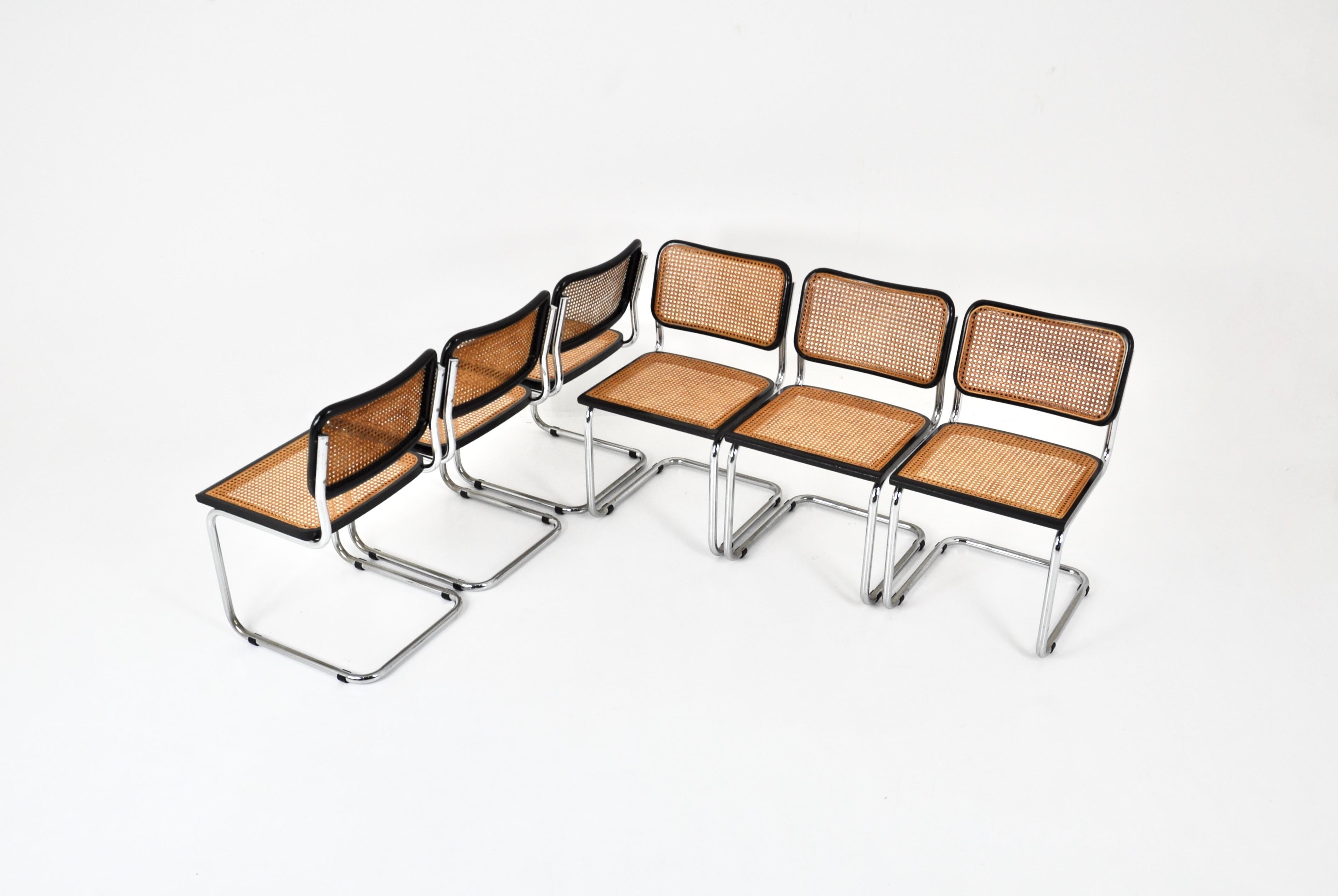 Metal Set of 6 Dining Chairs Style B32 by Marcel Breuer For Sale