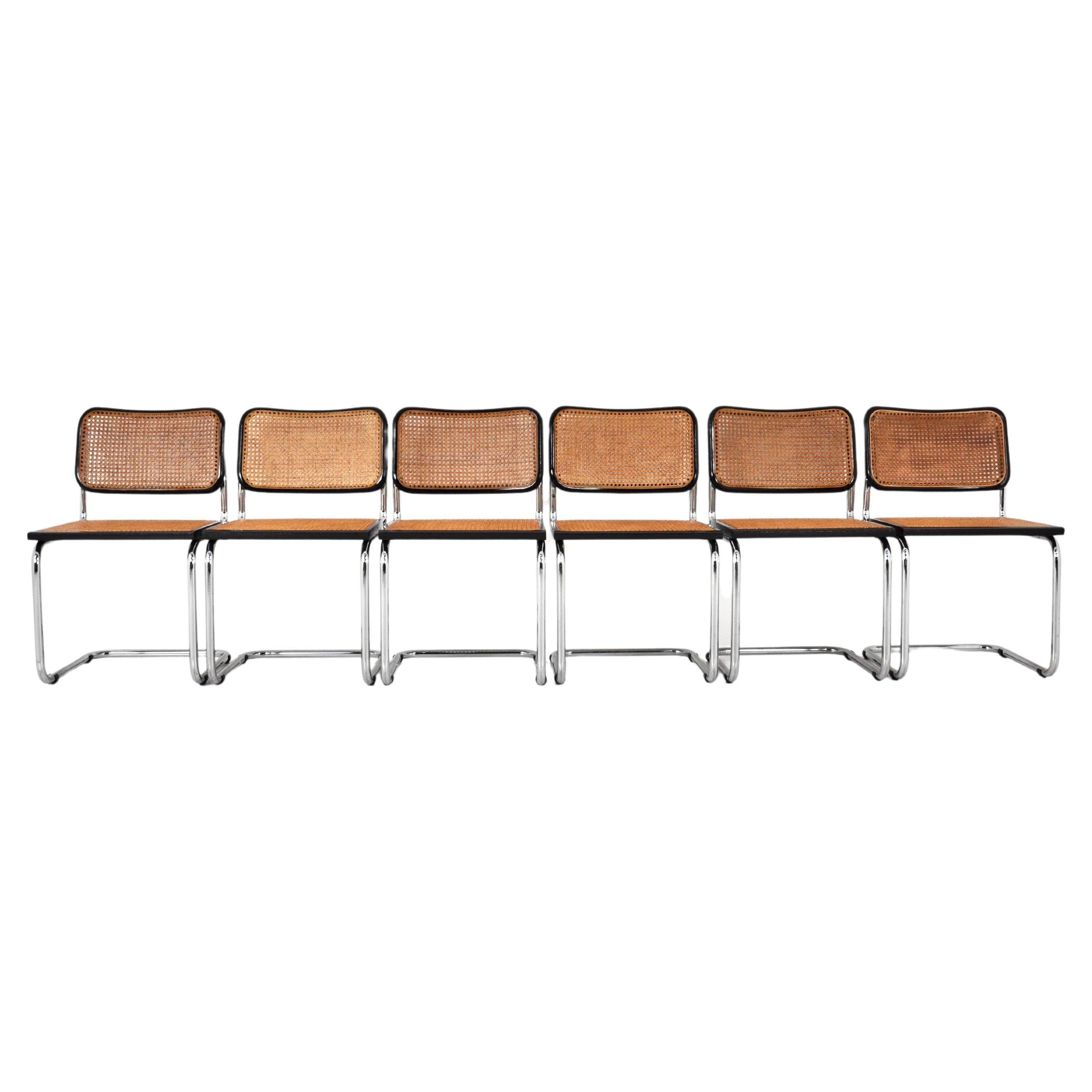 Ensemble de 6 chaises de salle à manger style B32 de Marcel Breuer en vente