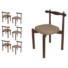 Set of 6 Dining Chairs Uçá Dark Brown Wood