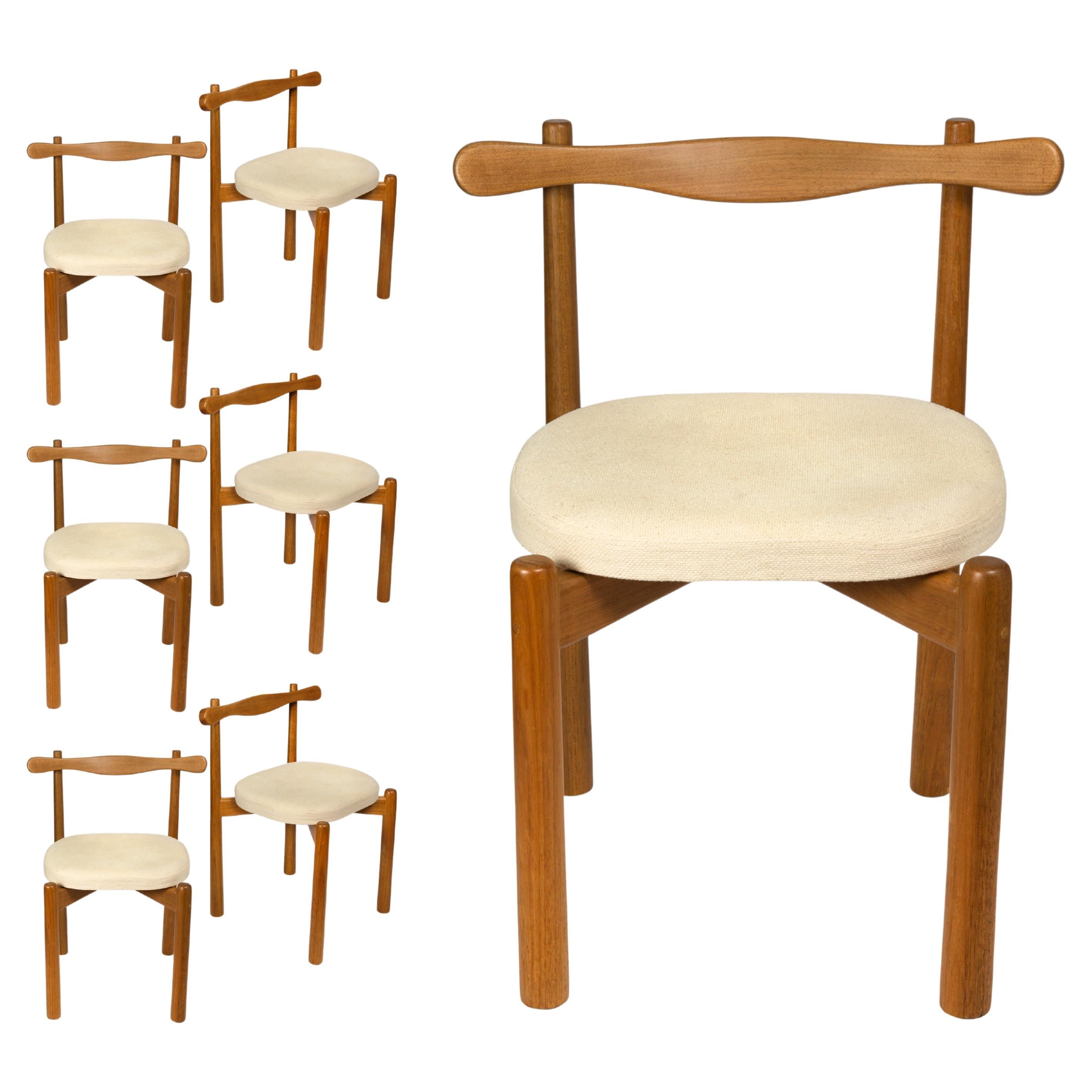 Lot de 6 chaises de salle à manger Uçá en bois brun clair foncé (tissu ref : F13)