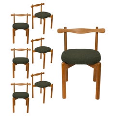 Lot de 6 chaises de salle à manger Uçá en bois brun clair foncé (tissu ref : F17)